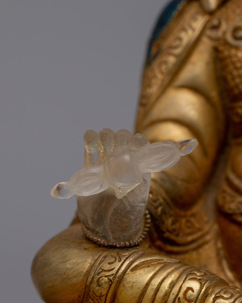 Crystal Guru Rinpoche Statue | Handcrafted Clear Buddhist Figurine