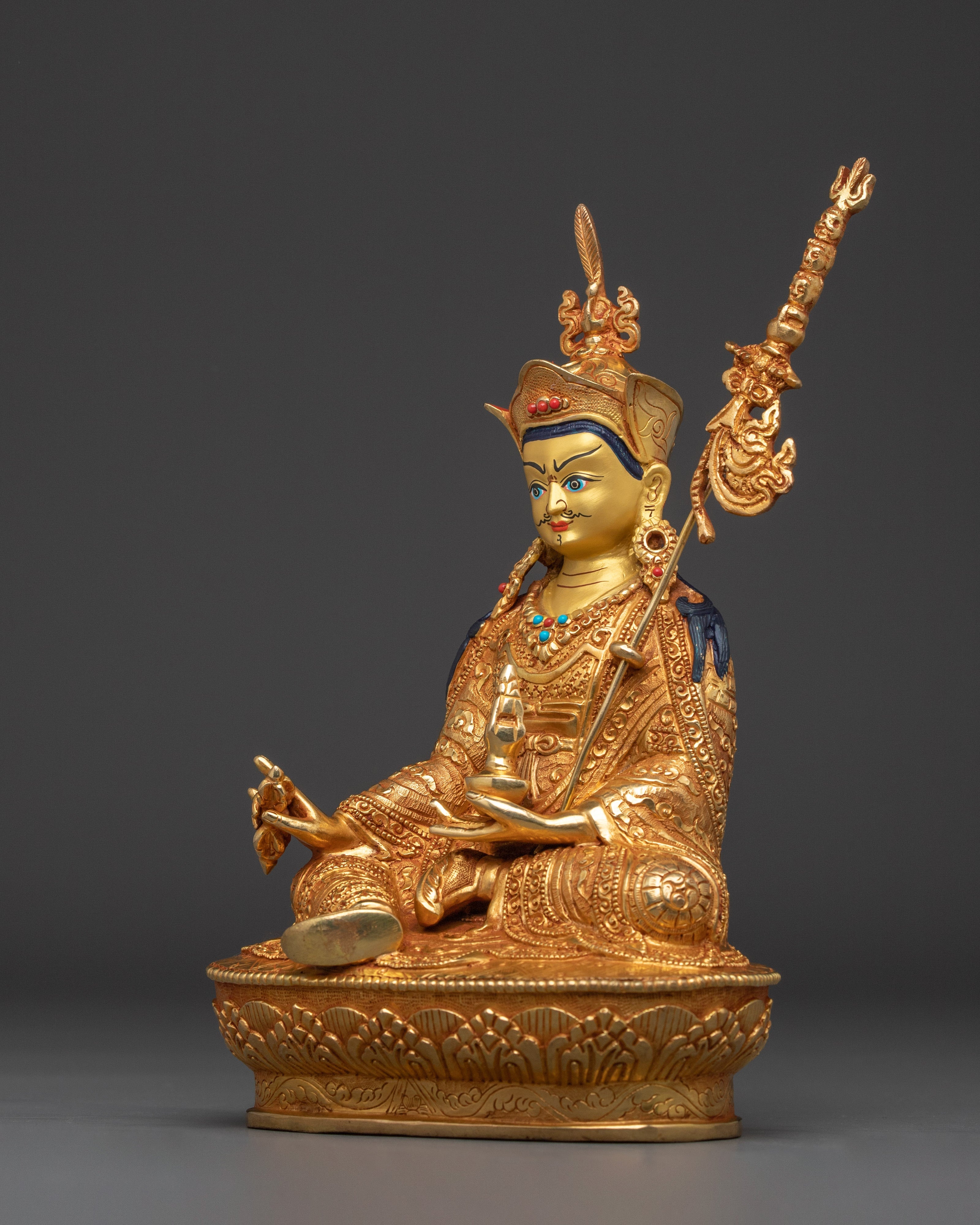 Handmade Statue of Guru Rinpoche With Khatvanga | Also known as Padmasambhava