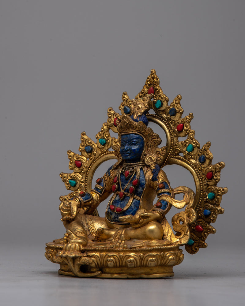 Lapis lazuli Dzambhala Statue | Buddhist God of Prosperity Figurine