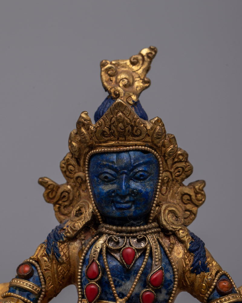 Lapis lazuli Dzambhala Statue | Buddhist God of Prosperity Figurine