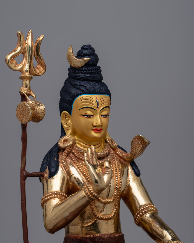 Copper Shiva Statue | Traditional Hindu God Sculpture with Ornate Details and Spiritual Aura