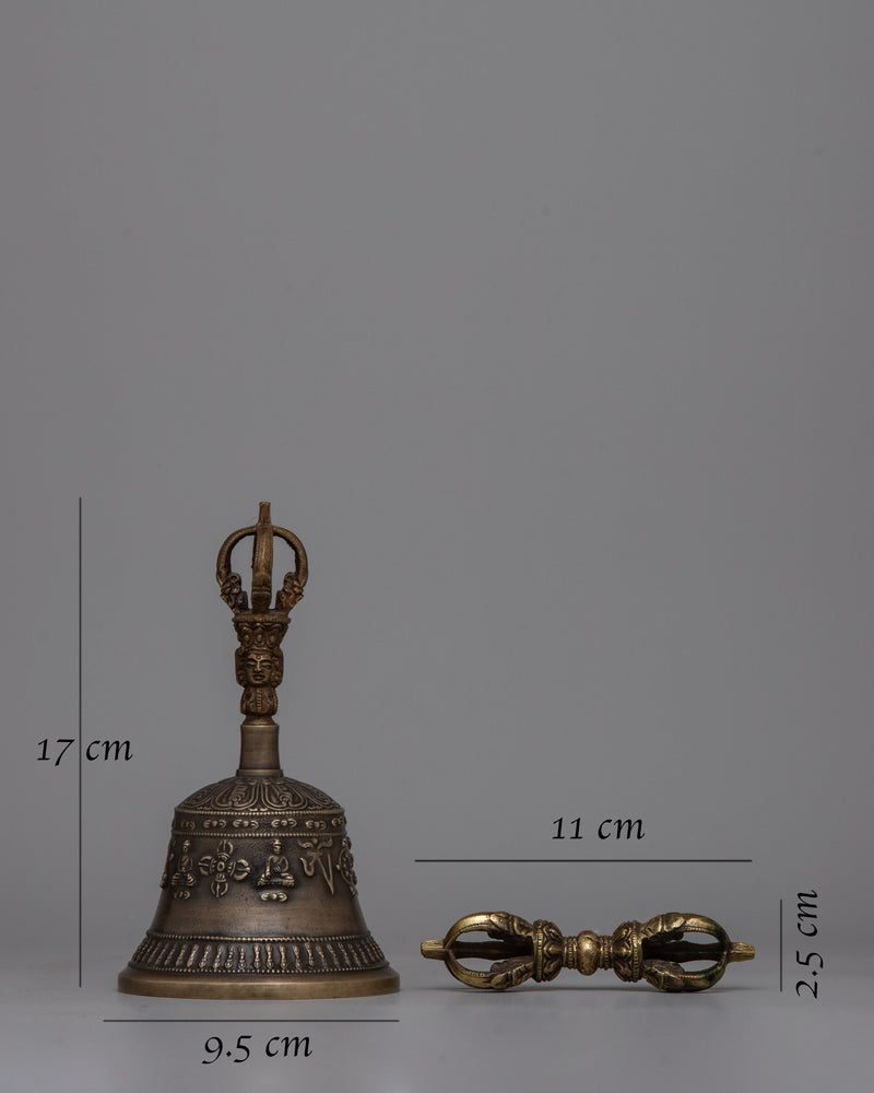 Brass And Brozne Vajra And Bell Set | Reflecting Wisdom And Compassion | Ideal For Meditation And Rituals