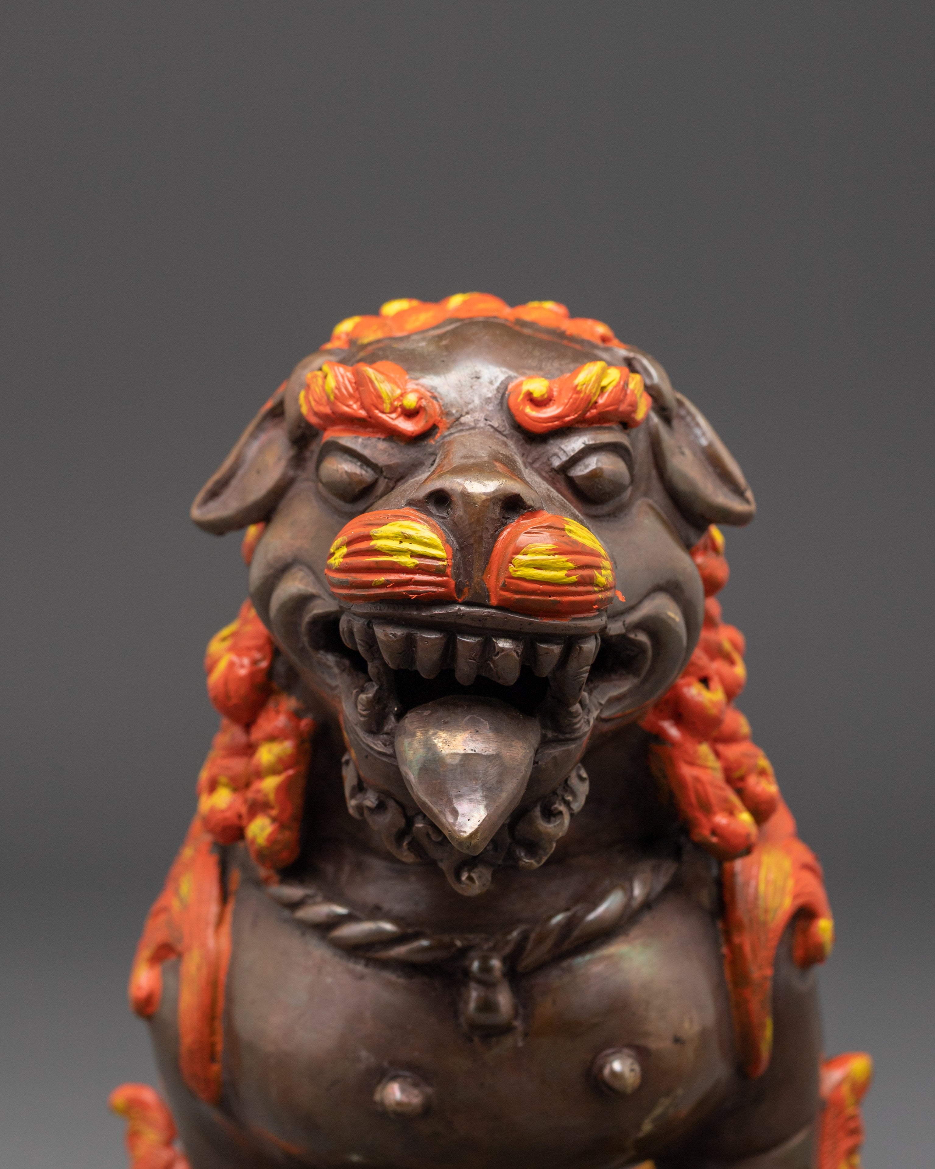 Sacred Oxidized Copper Lion Set | Symbol of Strength and Courage