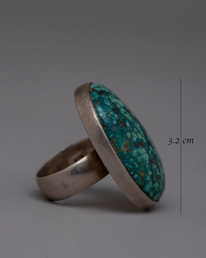 Tibetan Turquoise Ring |  Artisan-Made Jewelry Featuring Genuine Turquoise Stone