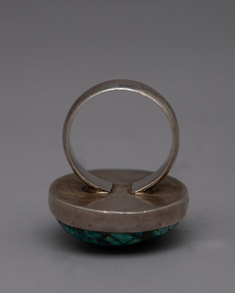 Tibetan Turquoise Ring |  Artisan-Made Jewelry Featuring Genuine Turquoise Stone