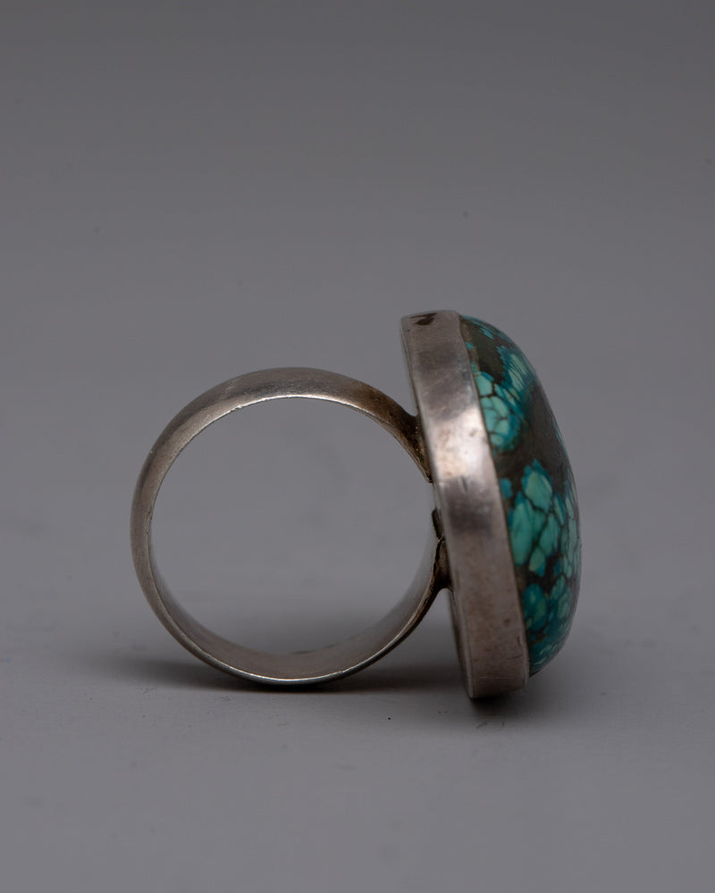 Tibetan Turquoise Ring |  Artisan-Made Jewelry Featuring Genuine Turquoise Stone