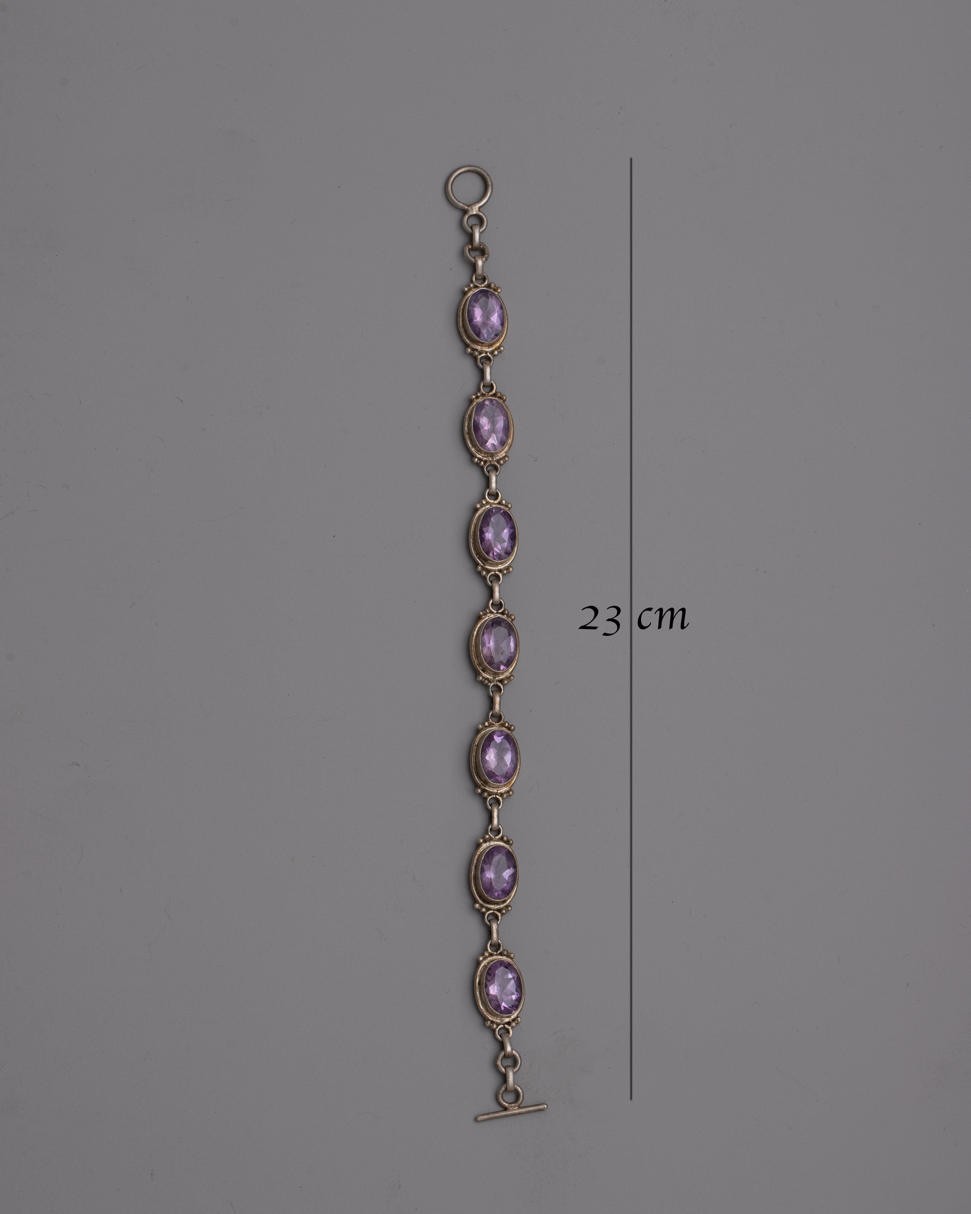 Amethyst Silver Bracelet | Unique Jewelry Gift with Handmade Pure Silver