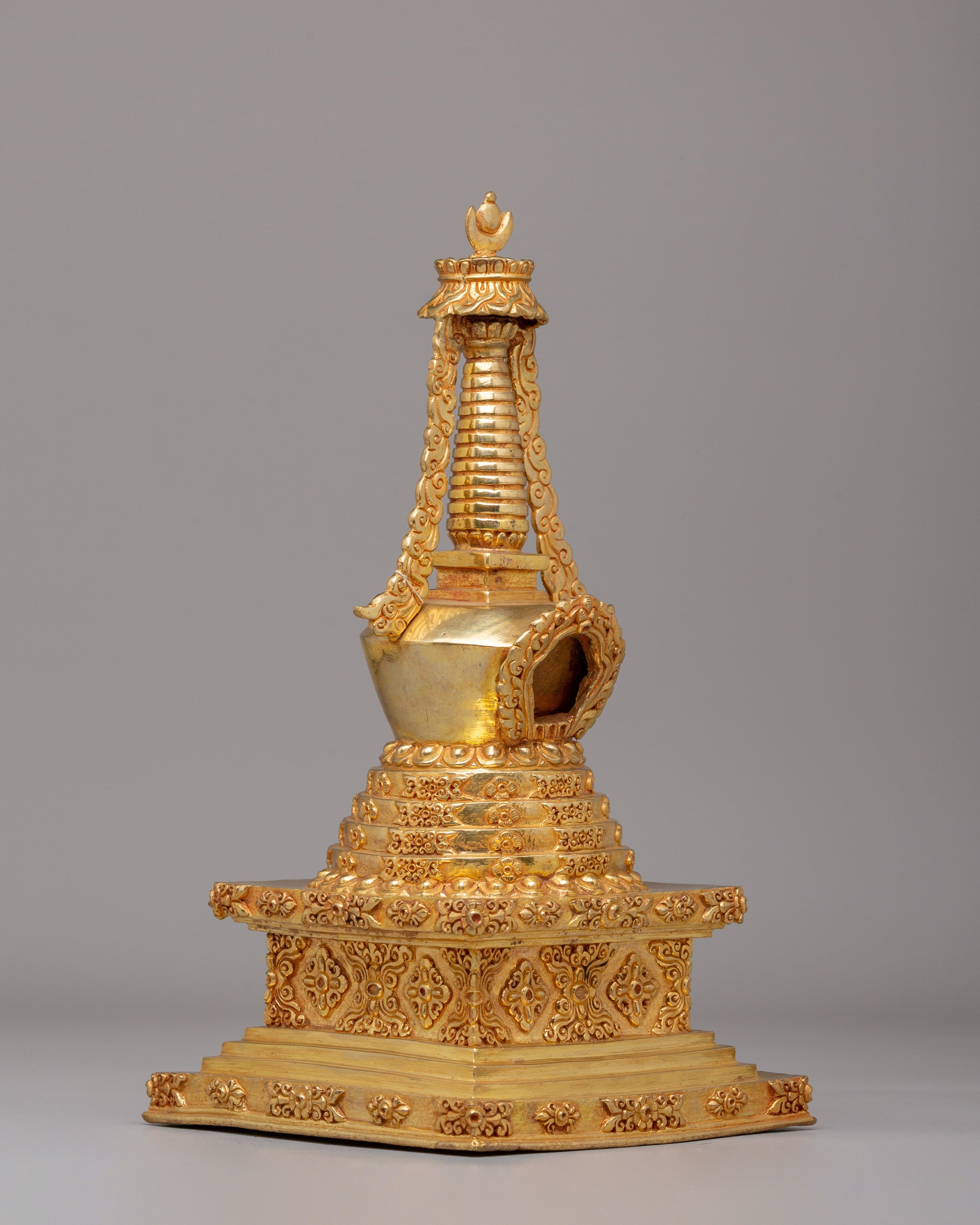 Buddhist Golden Stupa for Home Decor | Meditation Altar Stupa