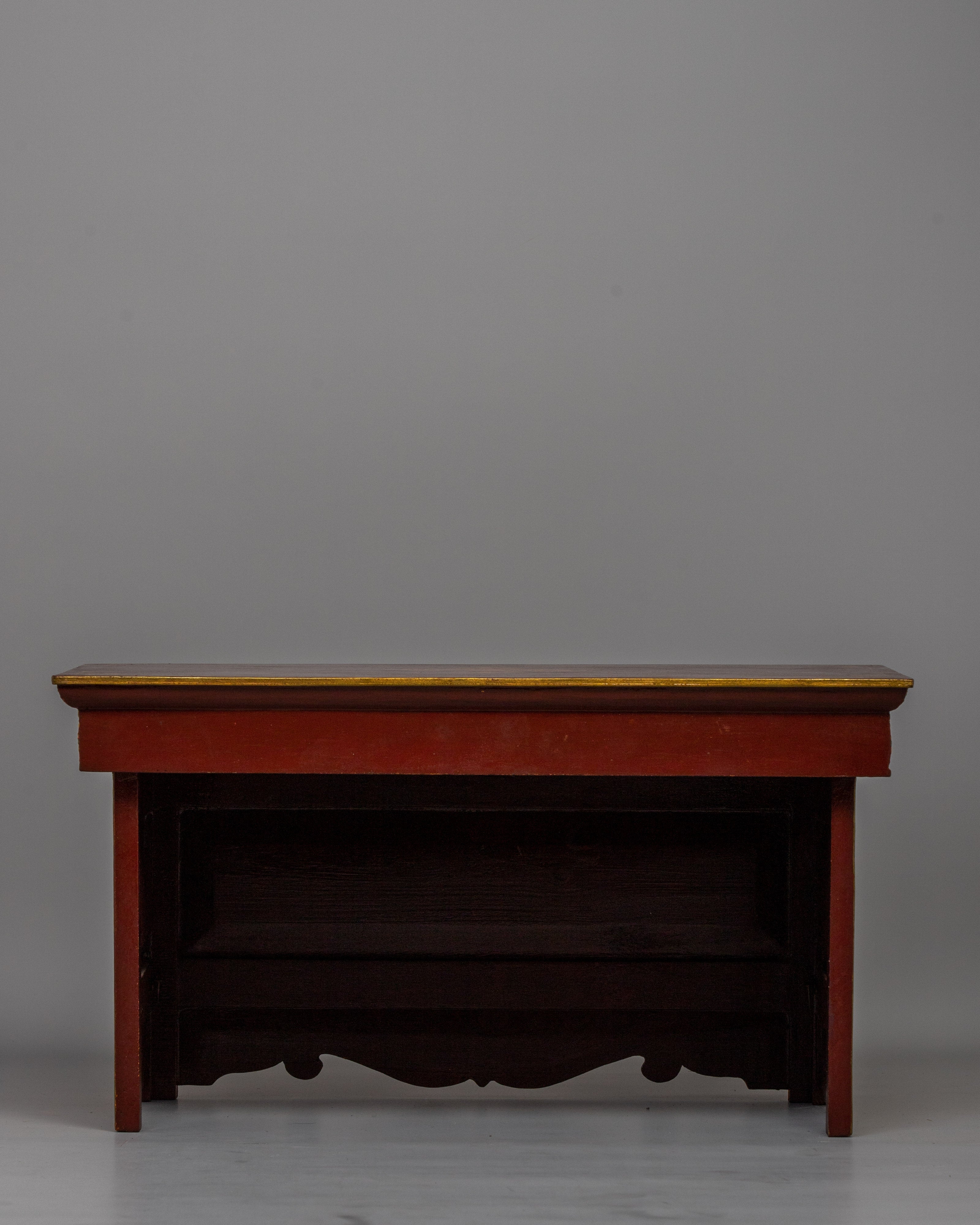 Tibetan Meditation Table | Artisan Crafted Wooden Altar for Spiritual Journey