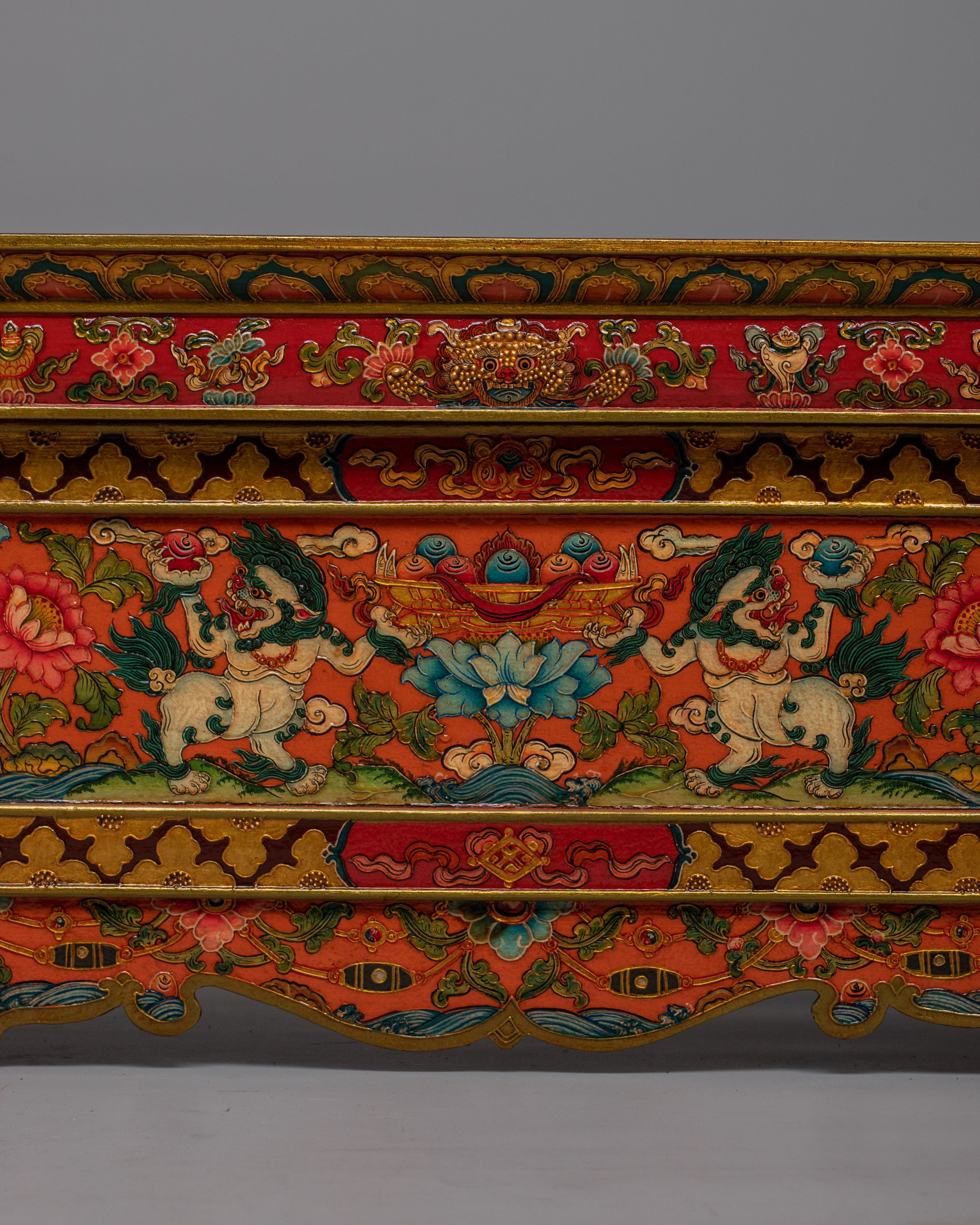 Tibetan Meditation Table | Artisan Crafted Wooden Altar for Spiritual Journey