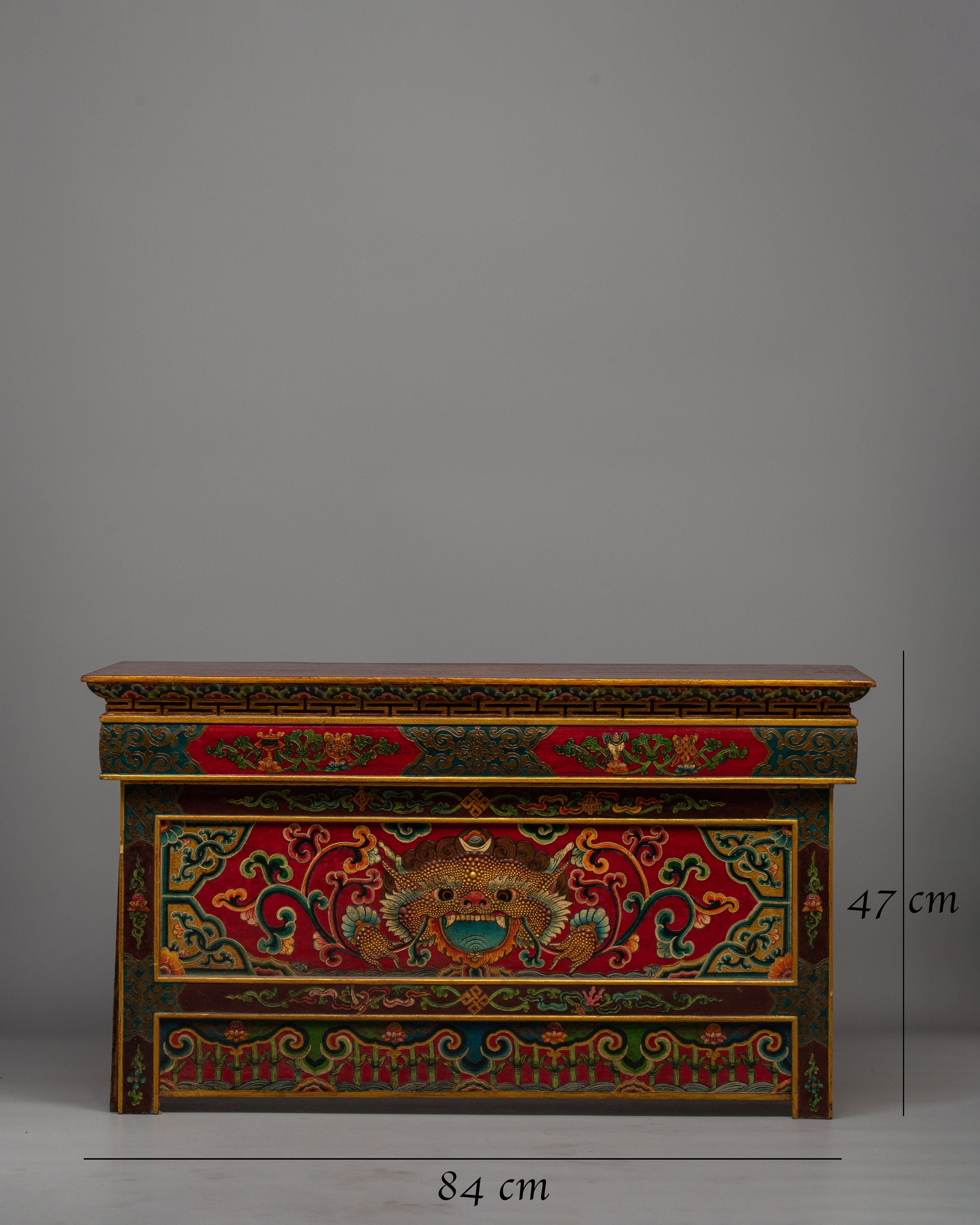 Tibetan Shrine Table | Handcrafted Altar Table for Spiritual Rituals