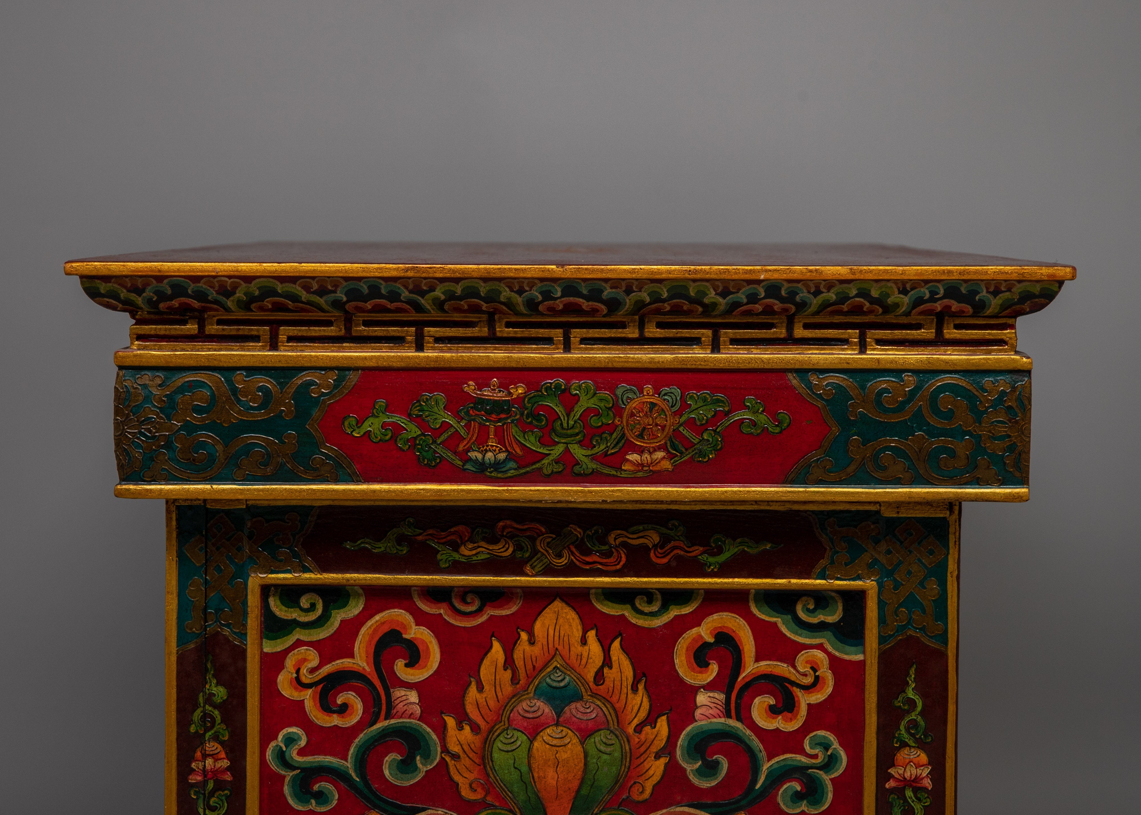 Tibetan Shrine Table | Handcrafted Altar Table for Spiritual Rituals