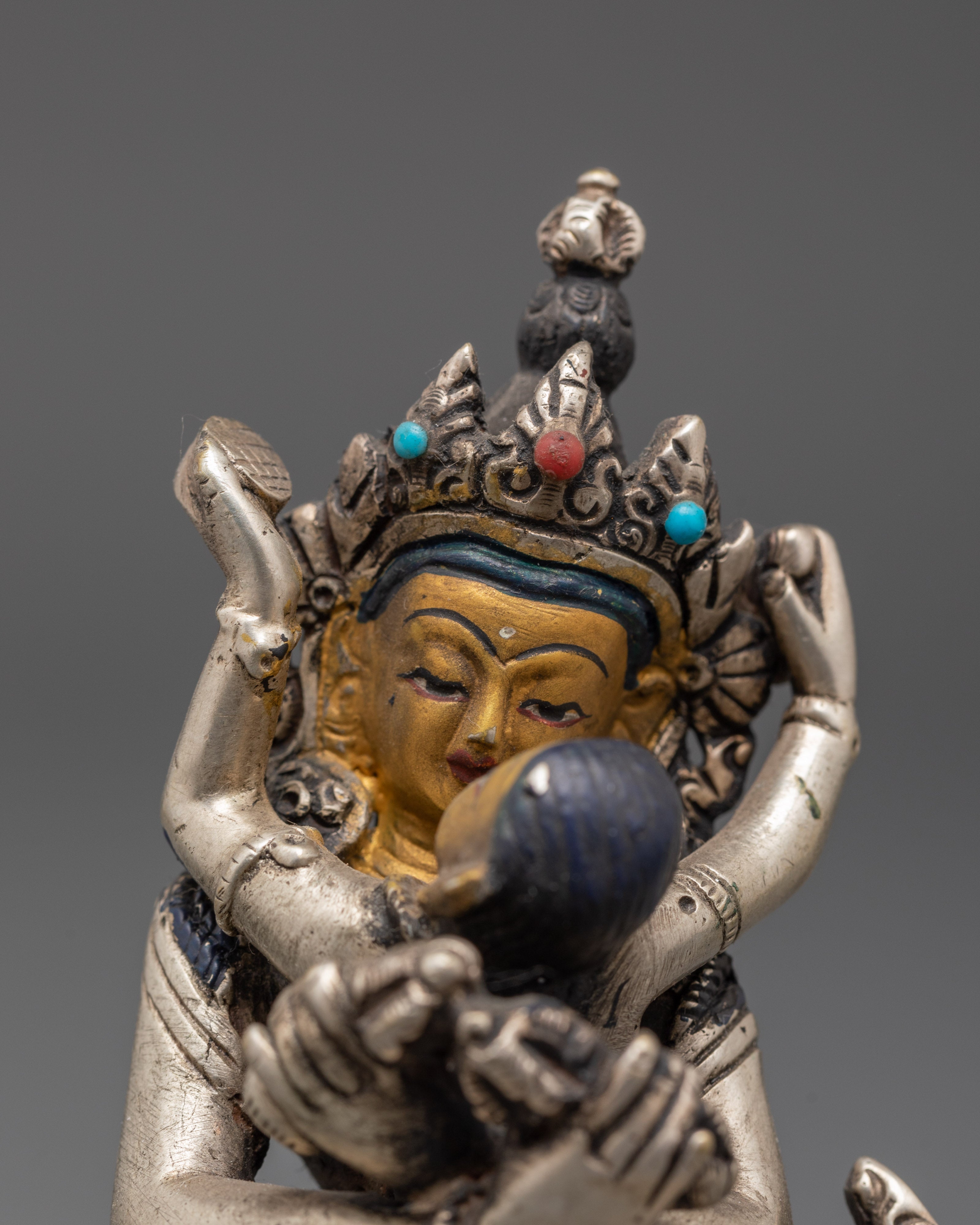 Silver Plated Vajradhara with Consort Statue | The Embodiment of Ultimate Union