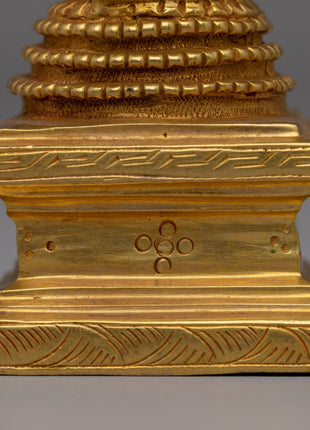 Gold-Plated Buddhist Stupa Set | Symbol of Enlightenment