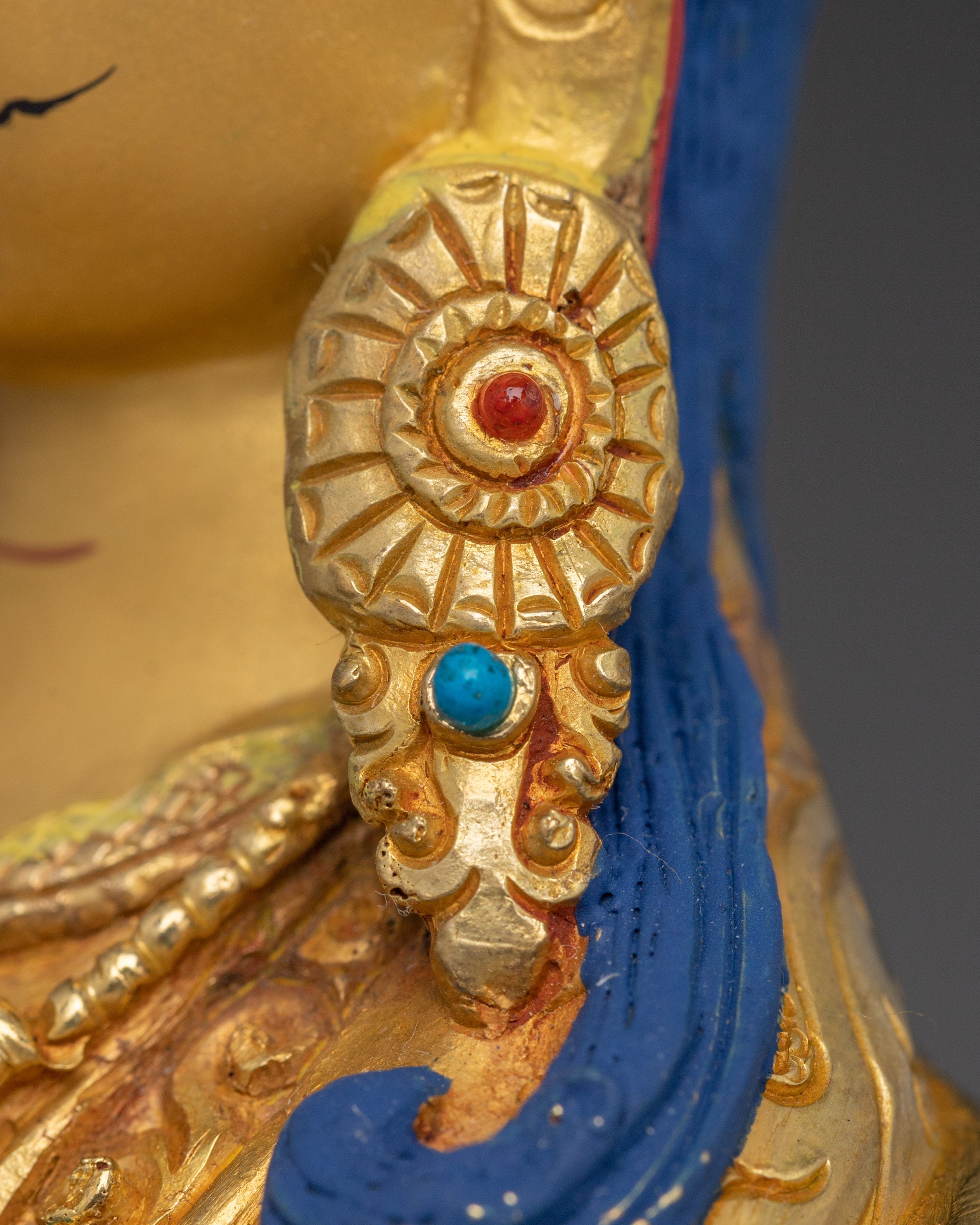 Buddhist Master Padmasambhava Statue | Handcrafted Gold Plated Guru Rinpoche Figure