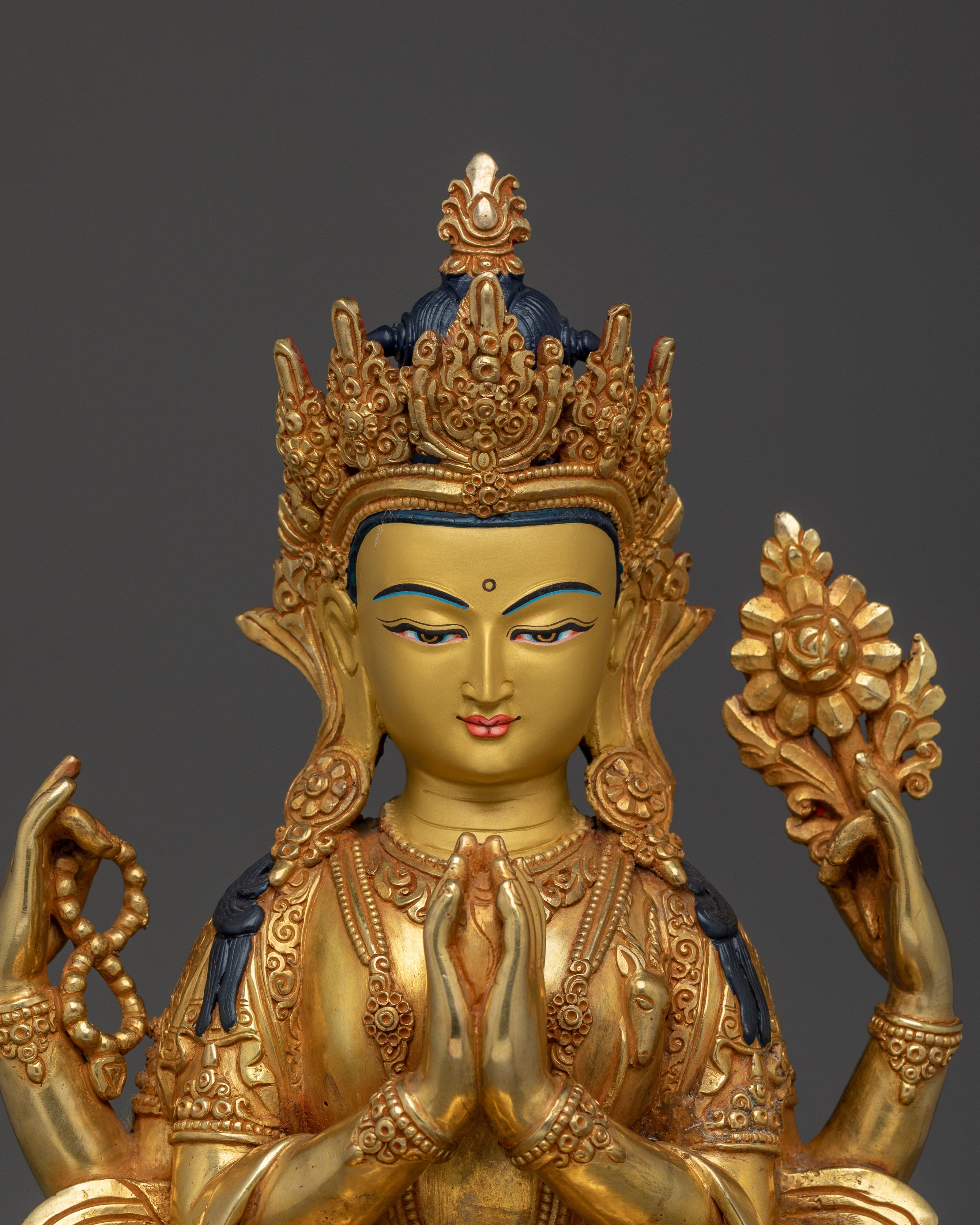 Chenrezig in Four-Armed Form | The one who looks with an unwavering eye