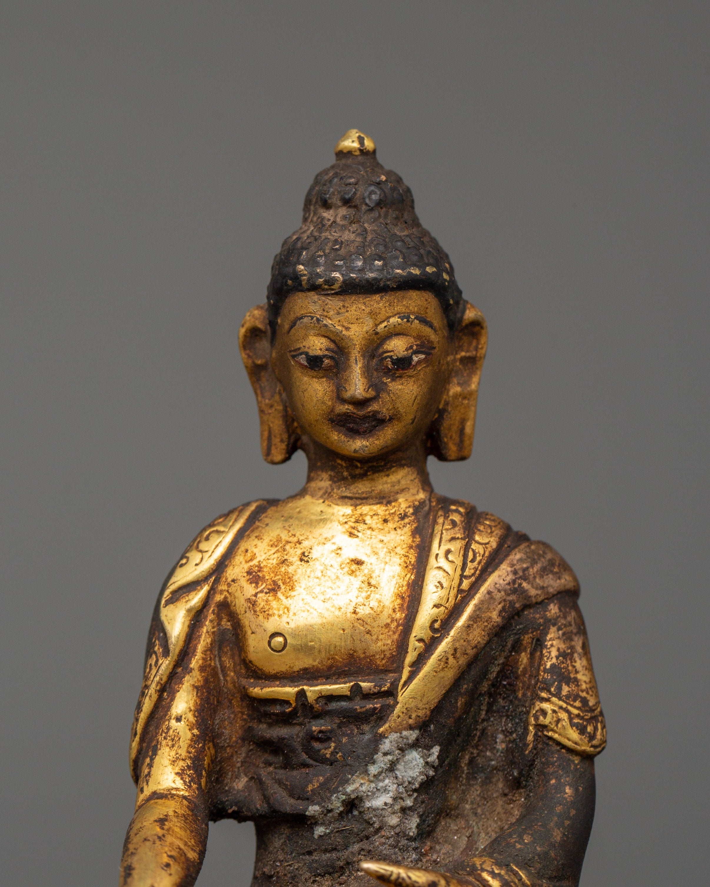 Traditionally HandCrafted Shakyamuni Buddha Statue | Antique Copper Statue