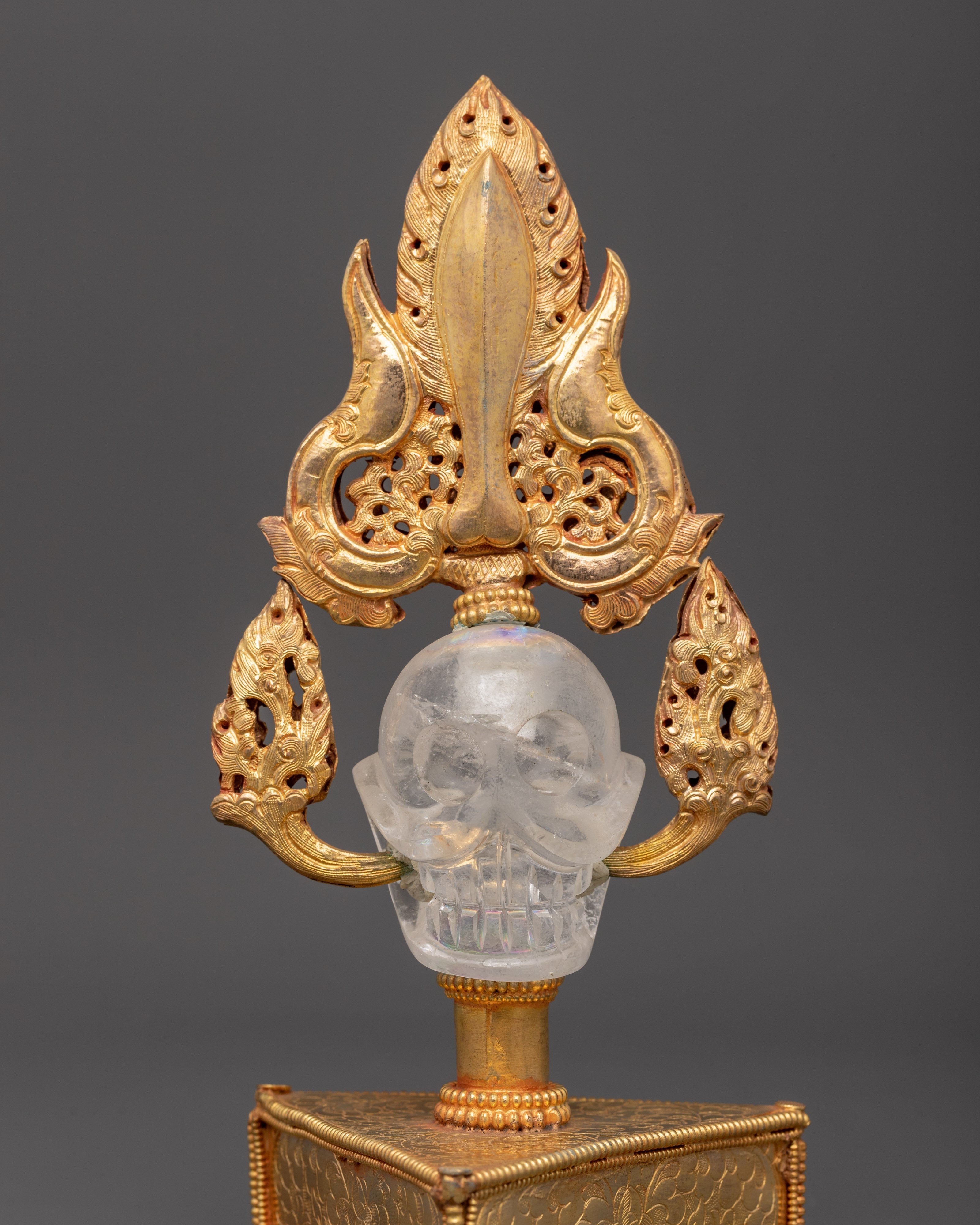Skull Head Decor Item | Crystal, Copper & Gold Plated Unique Artwork
