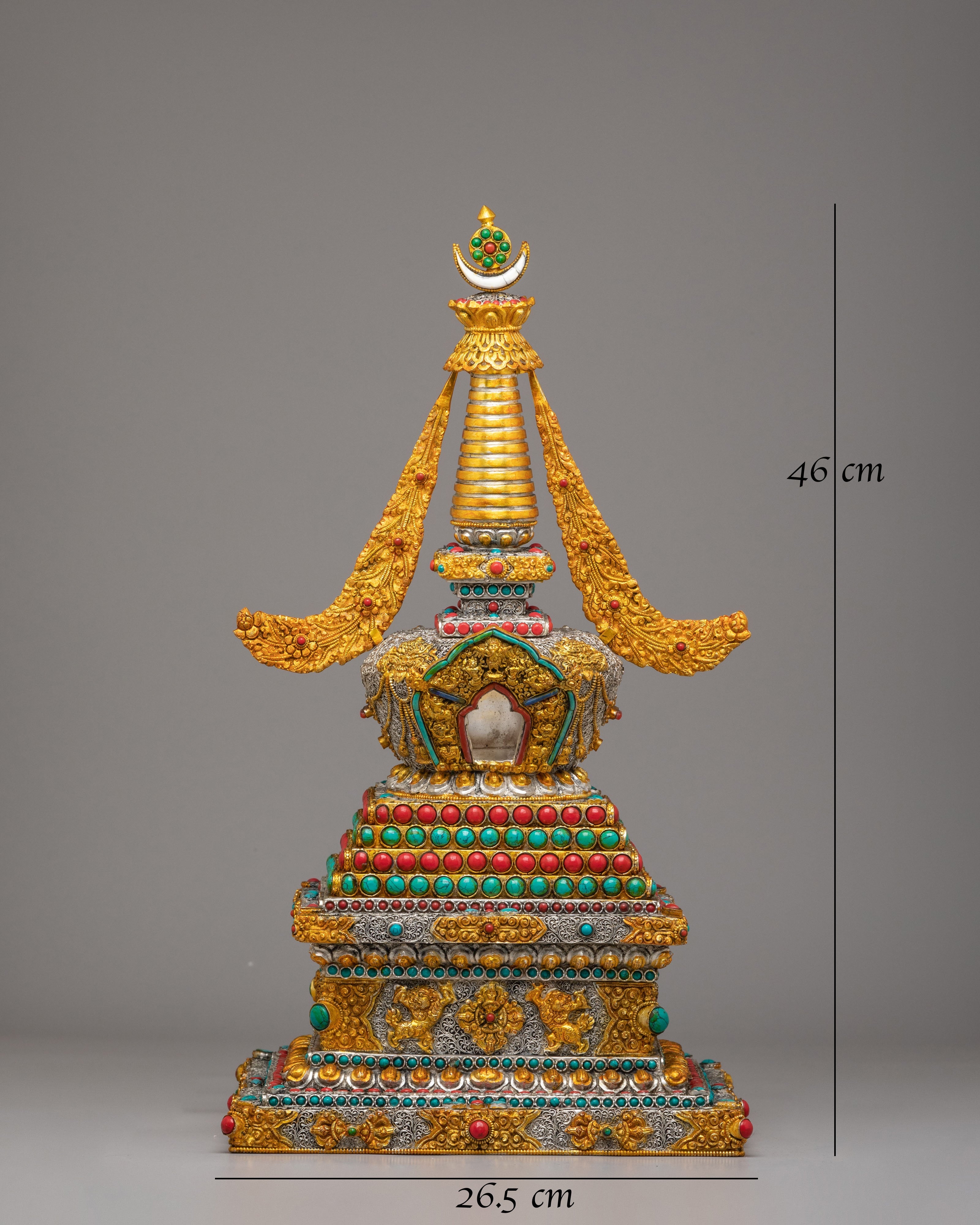 Spiritual Enlightenment Stupa for Altar | Handcrafted Copper Stupa for Meditation