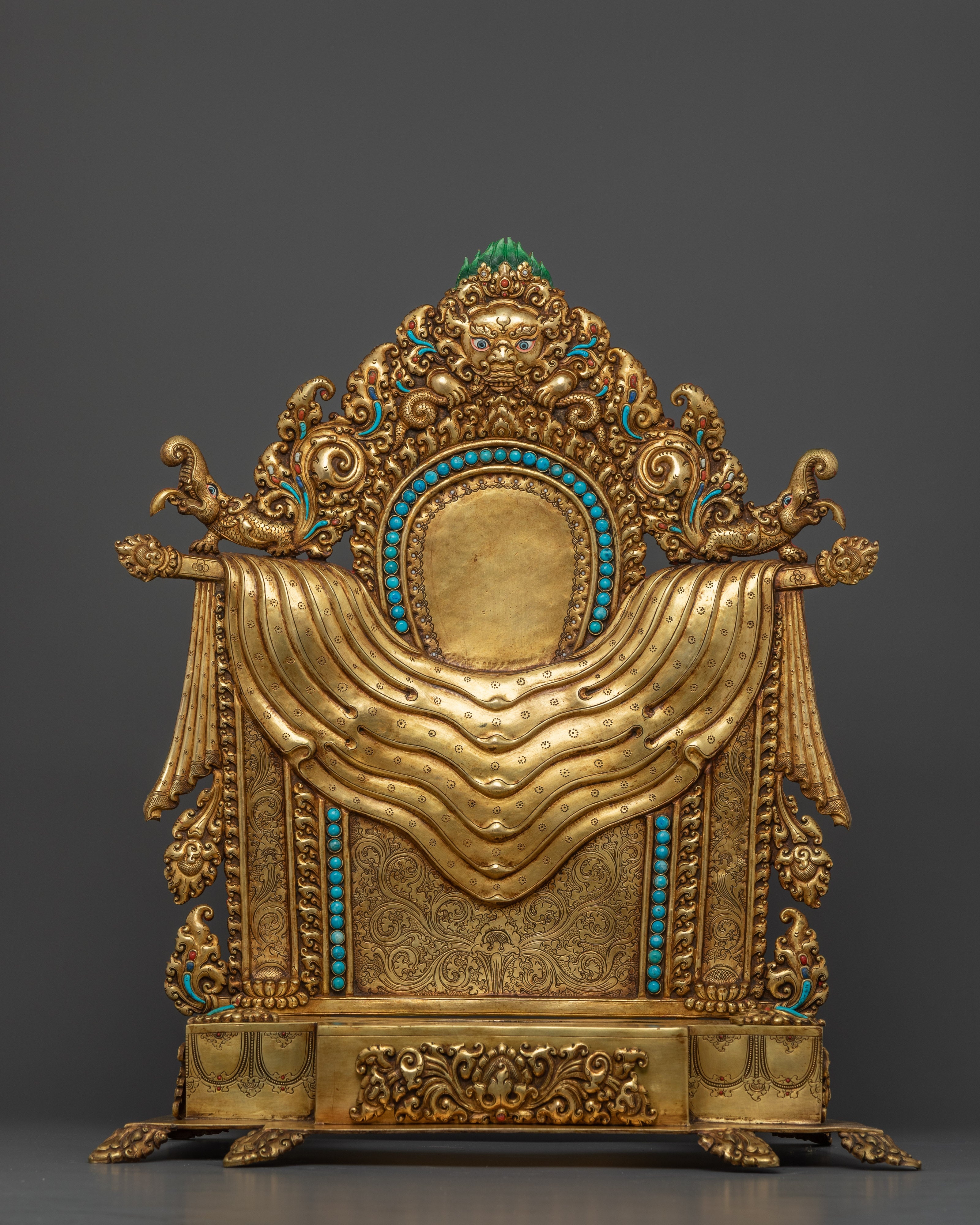 Bodhisattva Manjushri with Throne | Exquisite 24K Gold Gilded Copper Statue