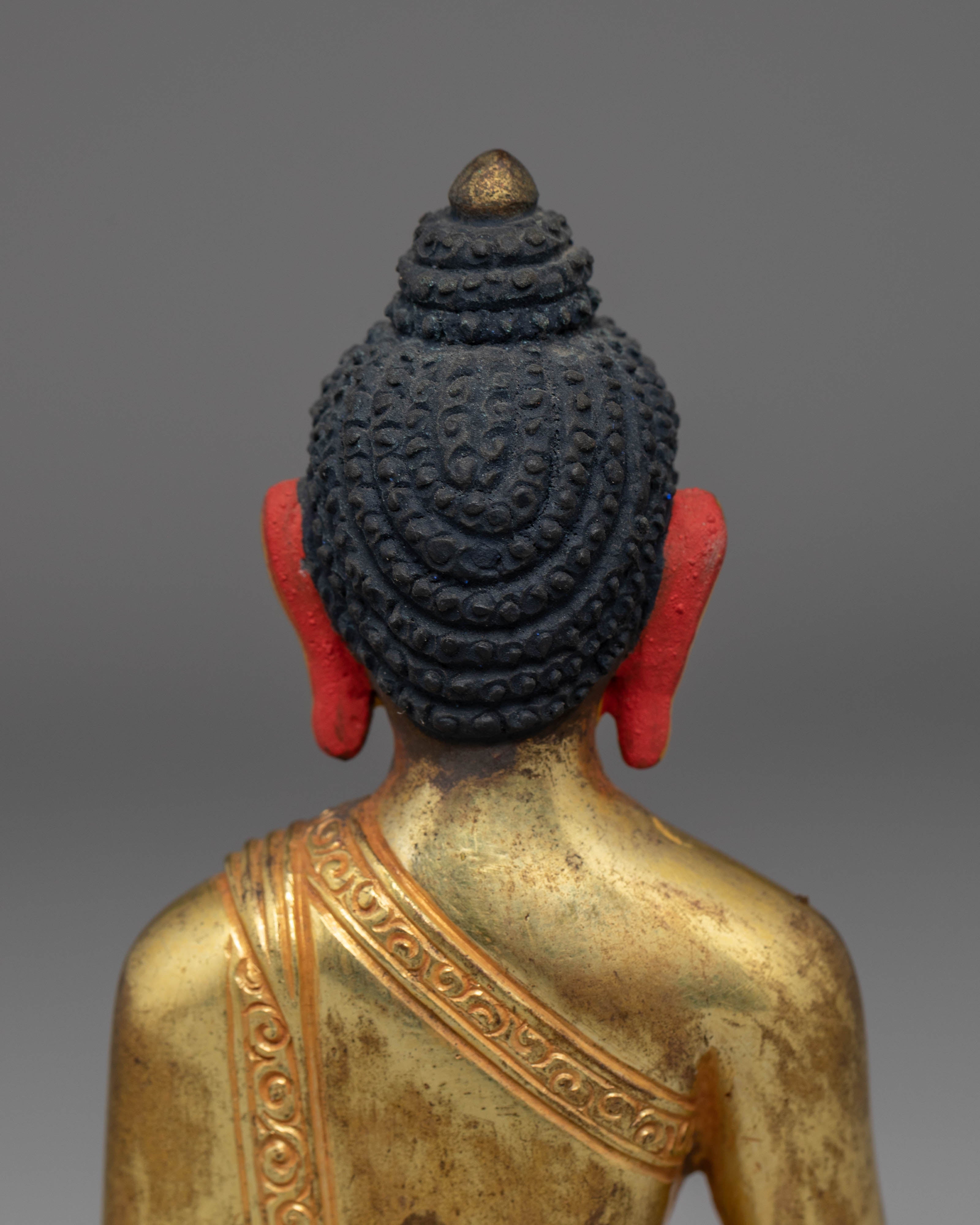 Gold Plated Statue of Shakyamuni Buddha | Gautama Buddha Artwork