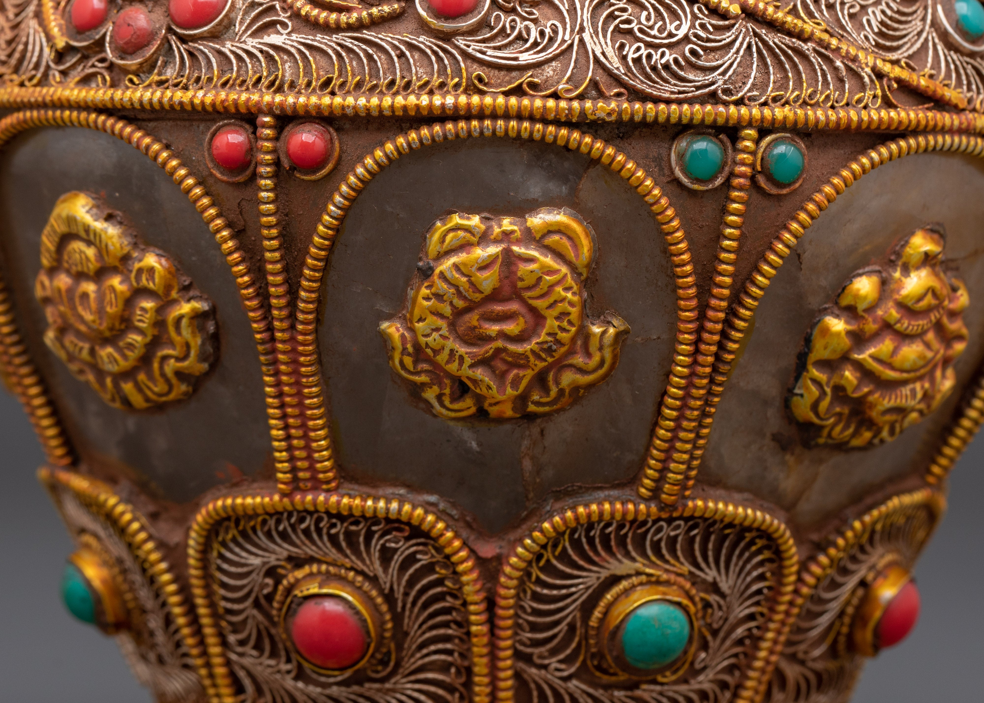 Decorative Rice Pot | Elegant Pot With Crystal, Copper, And Artificial Stones