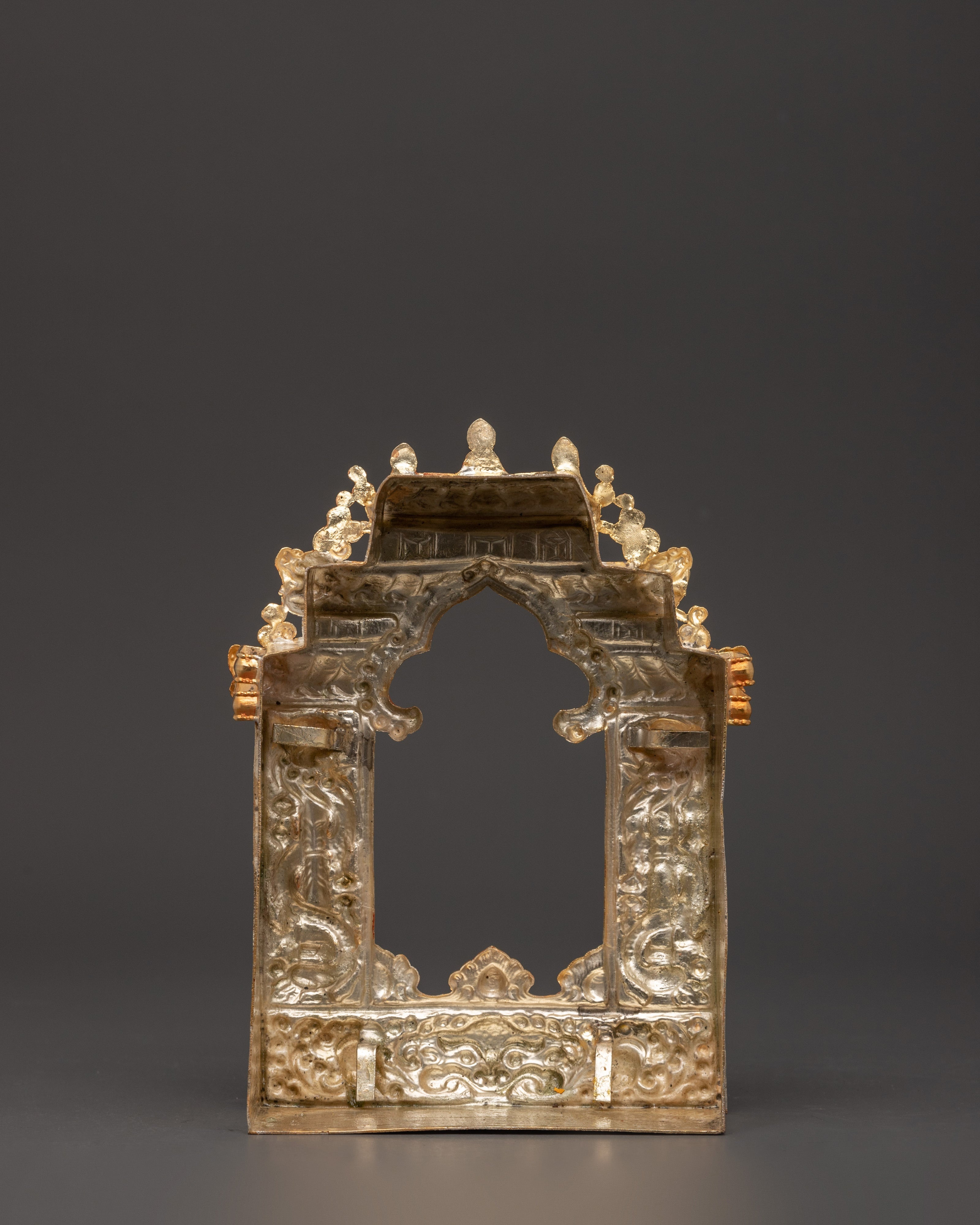 Hand-carved Copper Ghau Box | Tibetan Amulet with Biswo Vajra & Dragon Motif