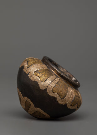 Handcrafted Golpa in Tibetan Style | Iron, Silver, and Brass Inlaid Decorative Piece