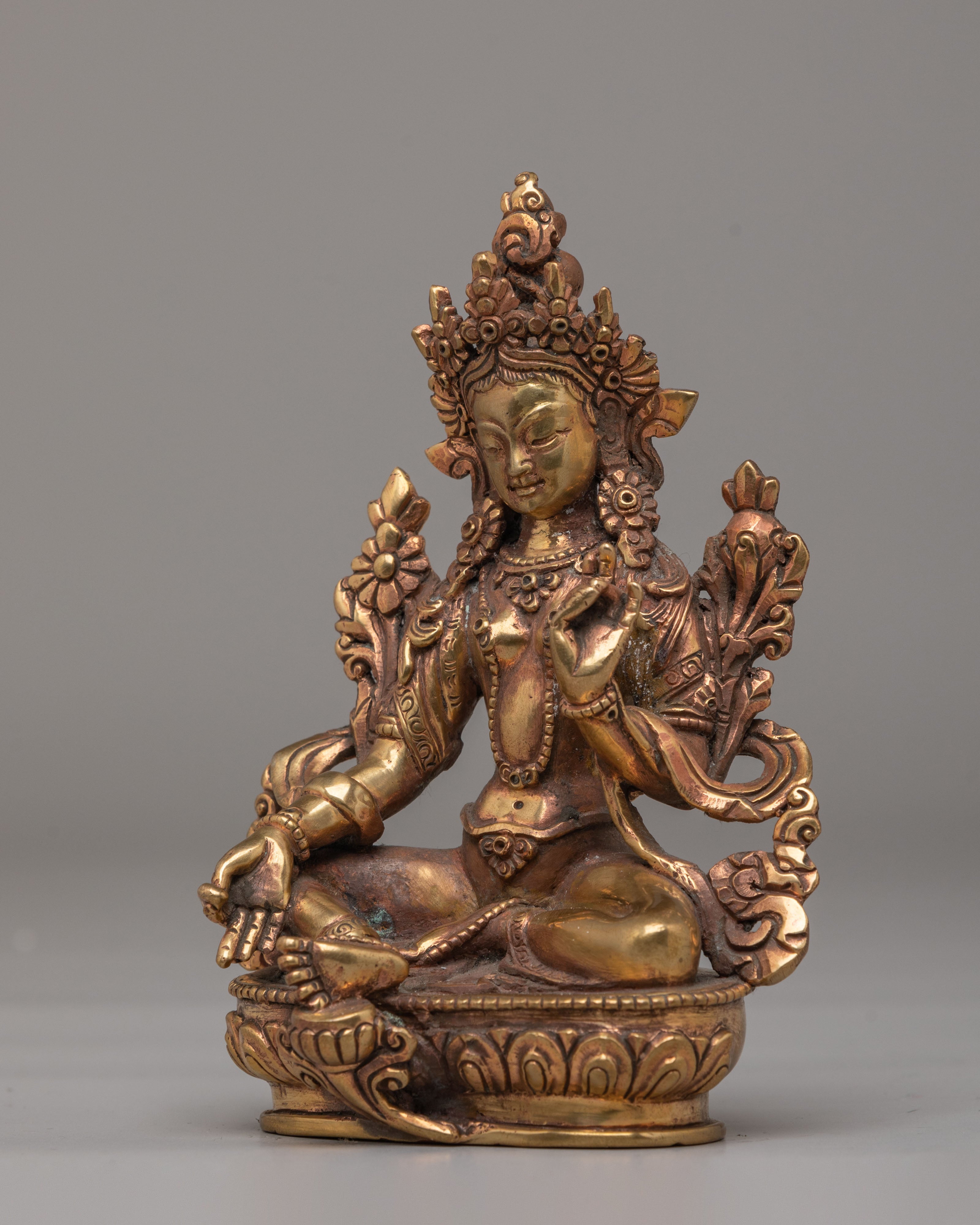 Tibetan Green Tara Deity Statue | Buddhist Altar Decor