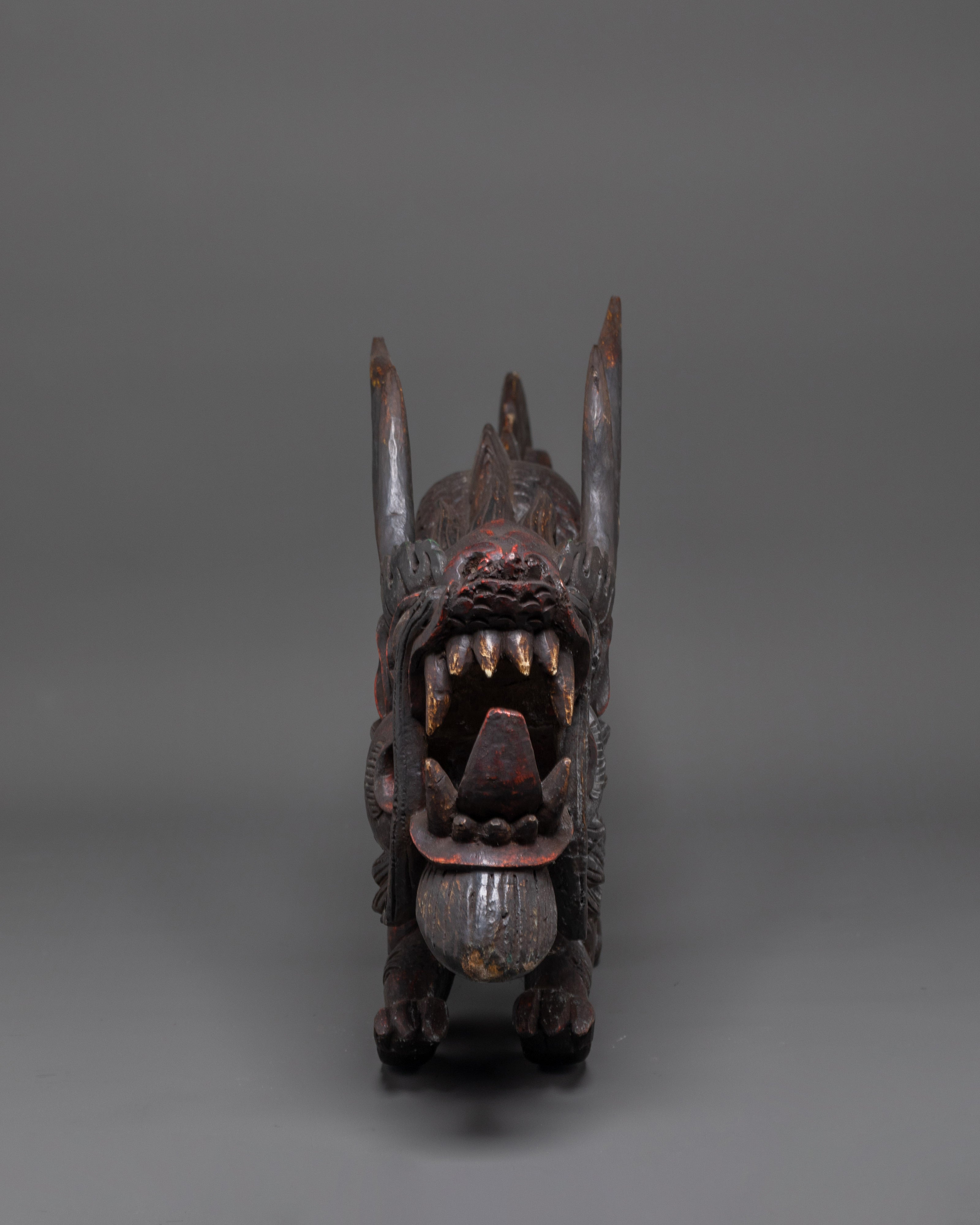 Wooden Dragon Sculpture | Tibetan Buddhist Protective Symbol