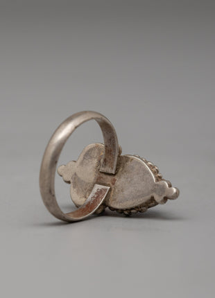 Handcrafted Silver Ring with Lapis Lazuli and Coral | Spiritual Jewelry with Iconic Symbolism