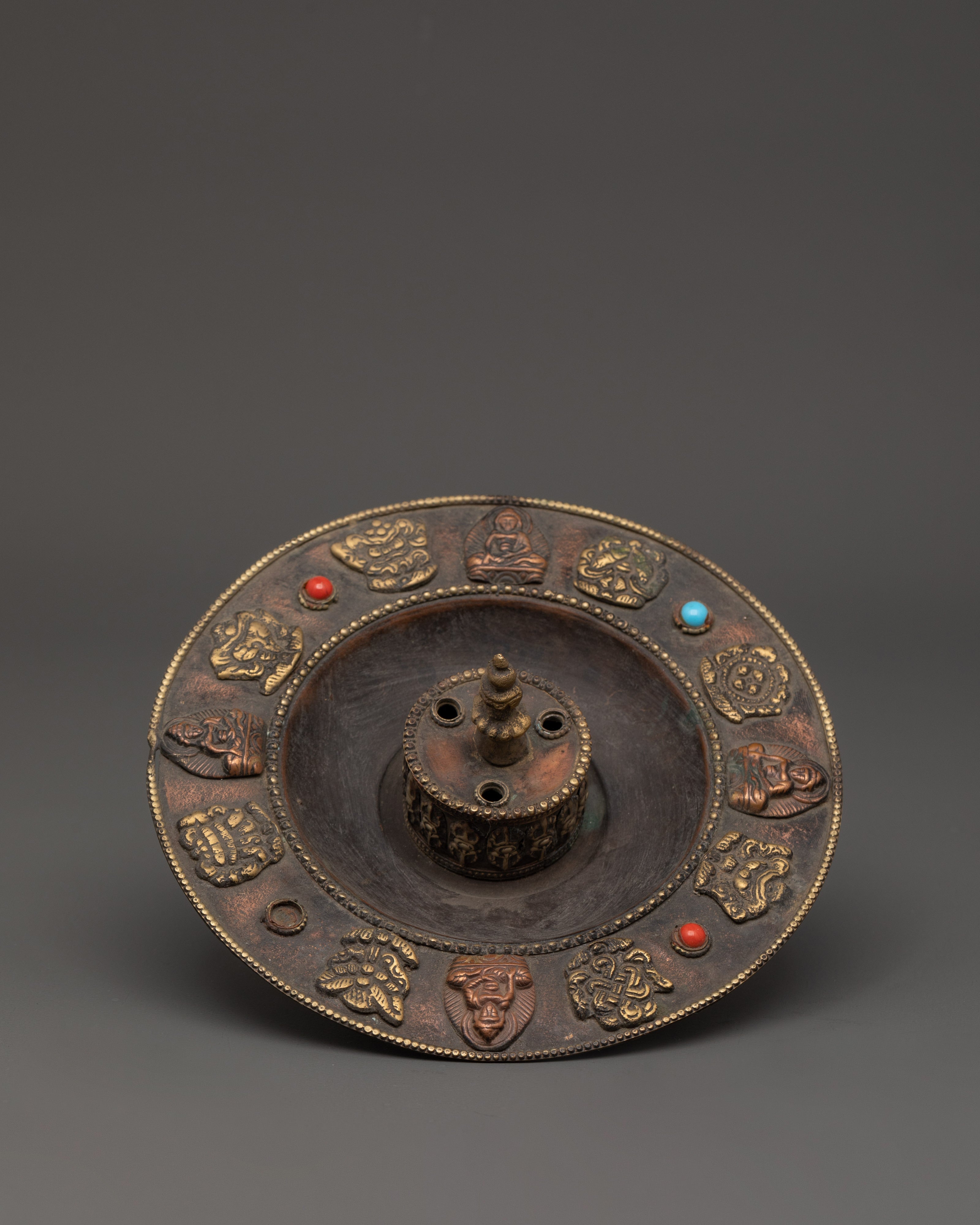 Handcrafted Tibetan Copper Brass Incense Holder | Buddhist Altar Spiritual Decor