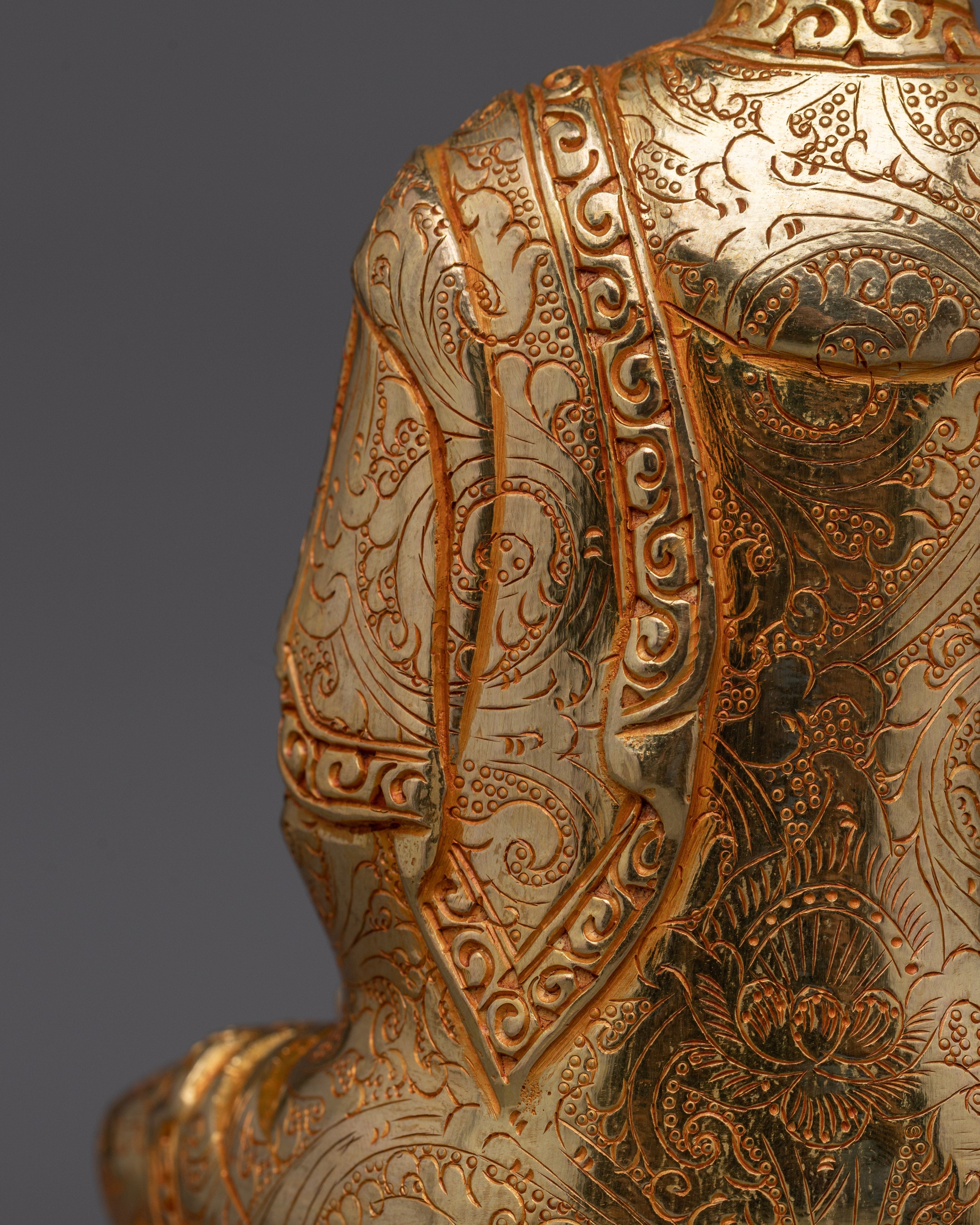 Serene Medicine Buddha 24K Gold Sculpture | Guardian of Health, Harmony, and Healing