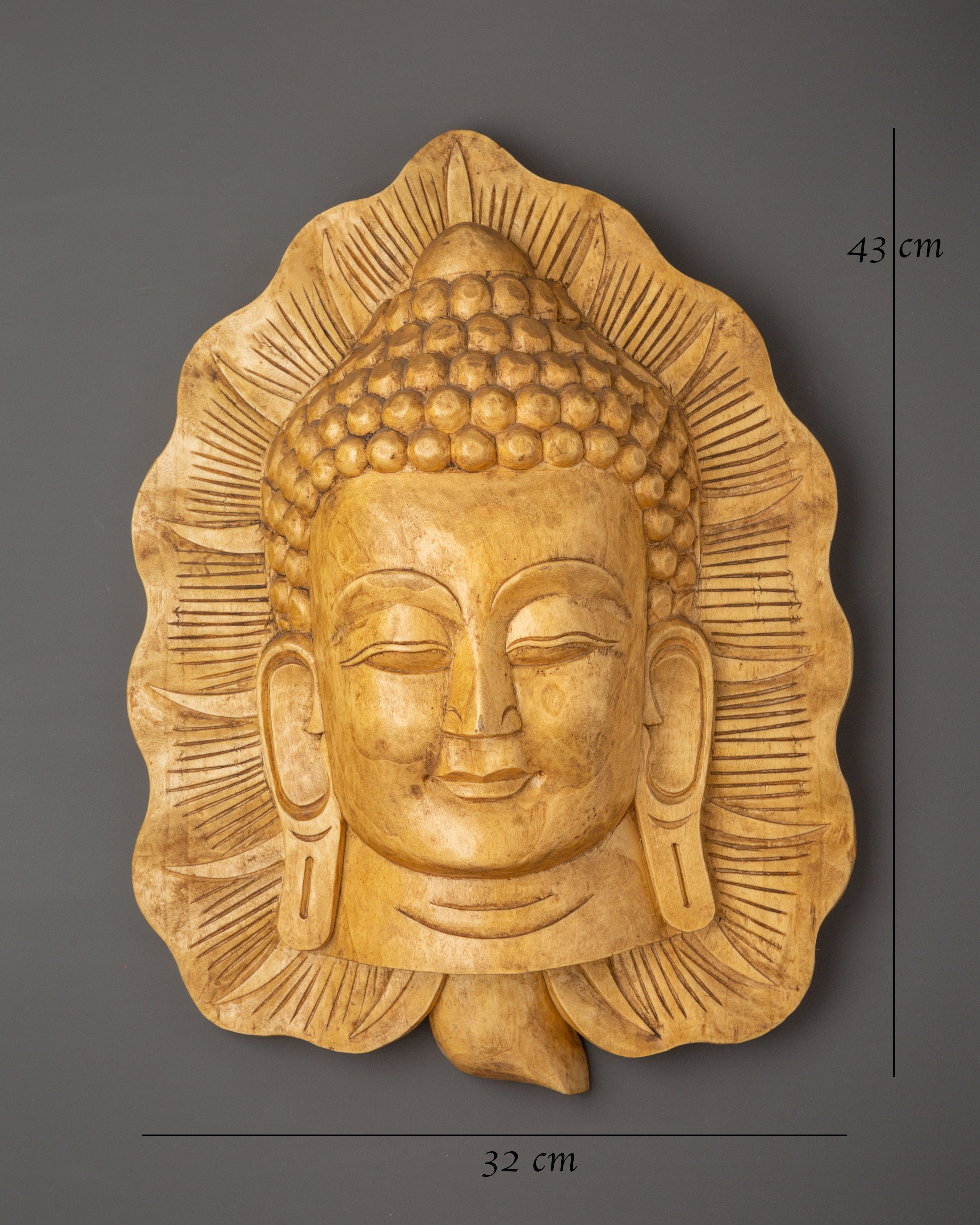 Buddha Face Wall hanging Decor | Spiritual Buddhist Wooden Art