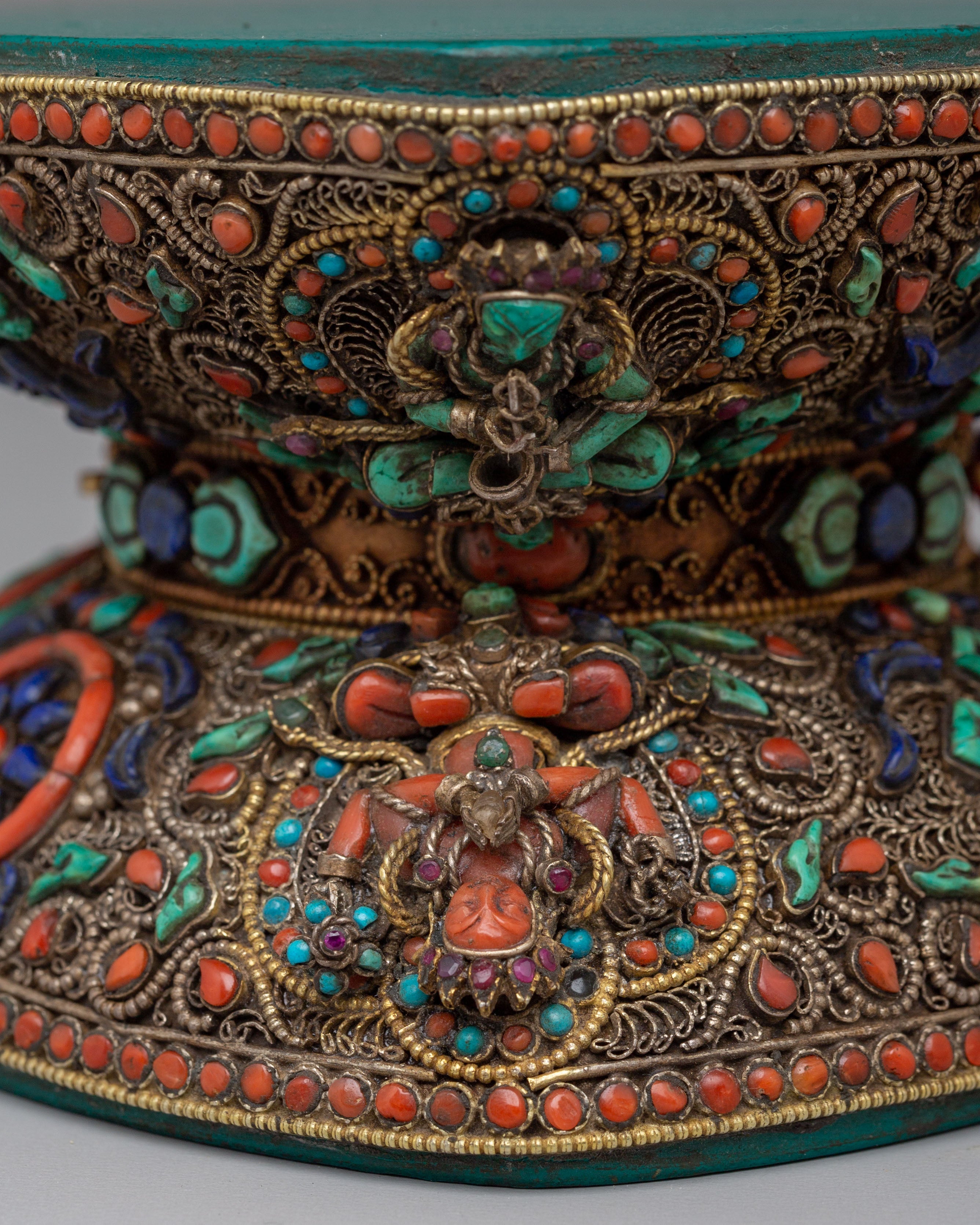 Buddhist Damaru with Stand | Handcrafted Ritual Drum for Meditation