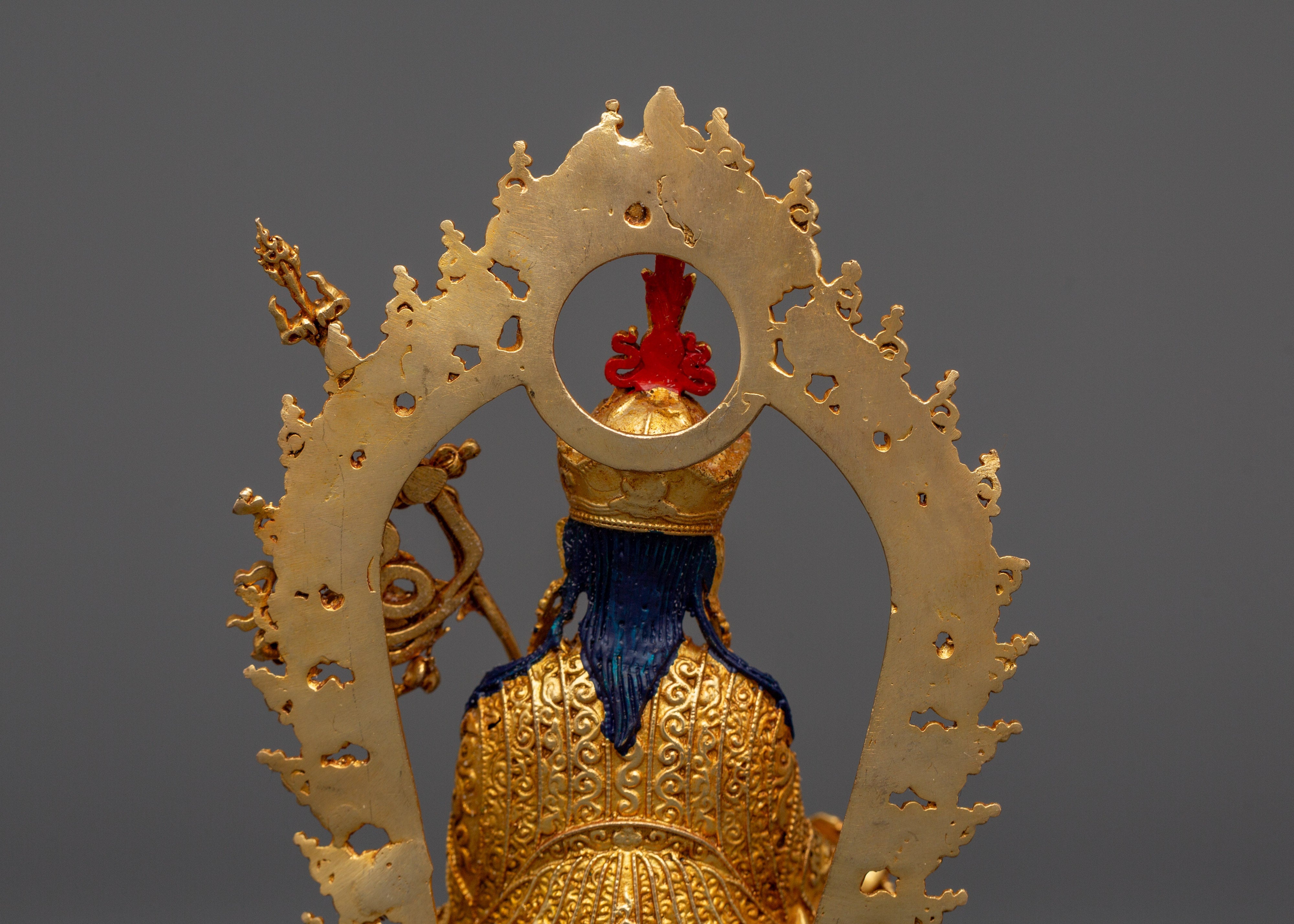 Gold Plated Guru Rinpoche Statue | Tibetan Buddhist Altar Figurine