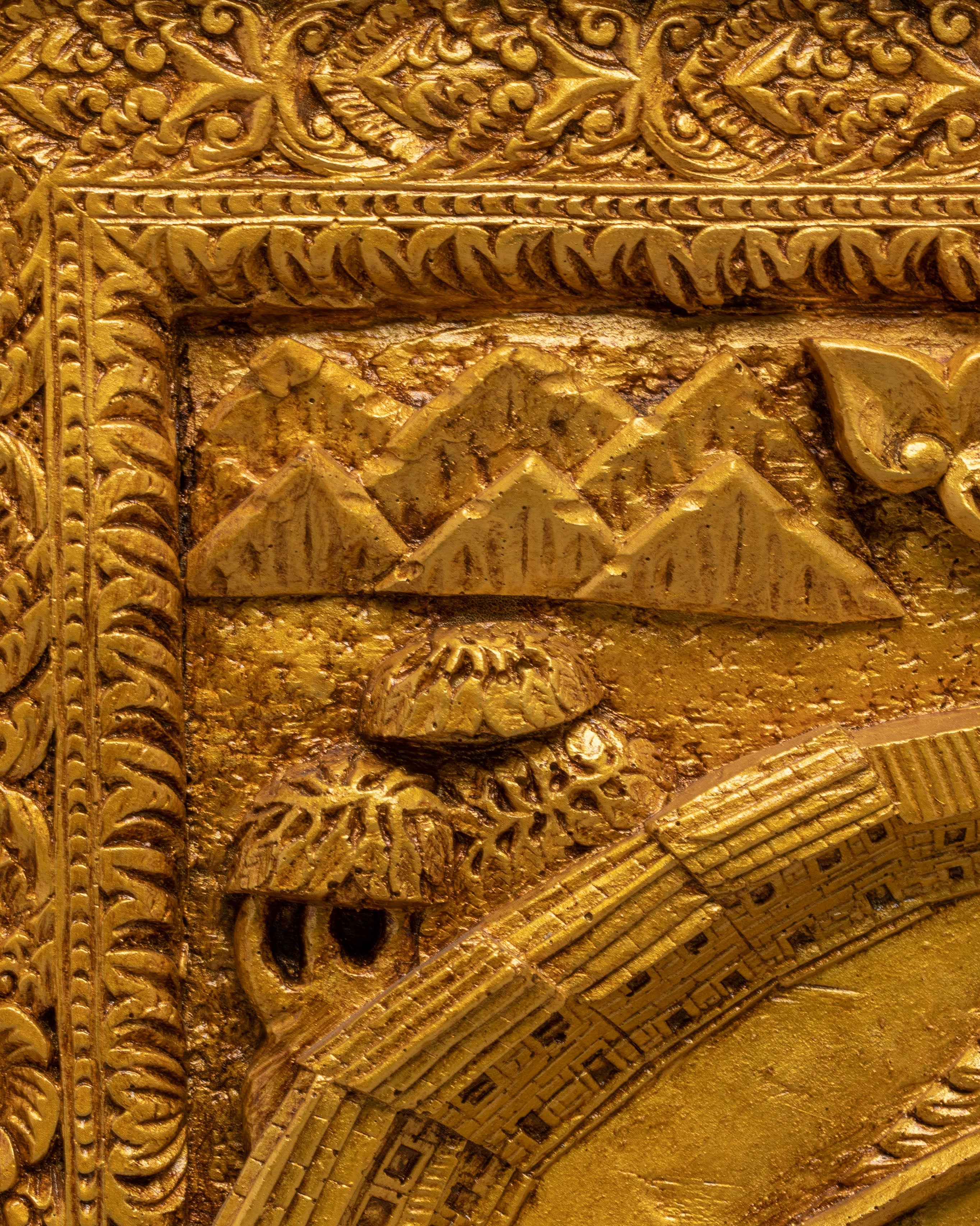 Traditional Golden Stupa Wall Hanging | Sacred Tibetan Art