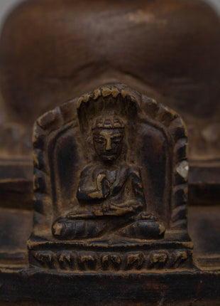 Hand-Carved Copper Stupa with Antique Finish | Buddhist Shrine Decor