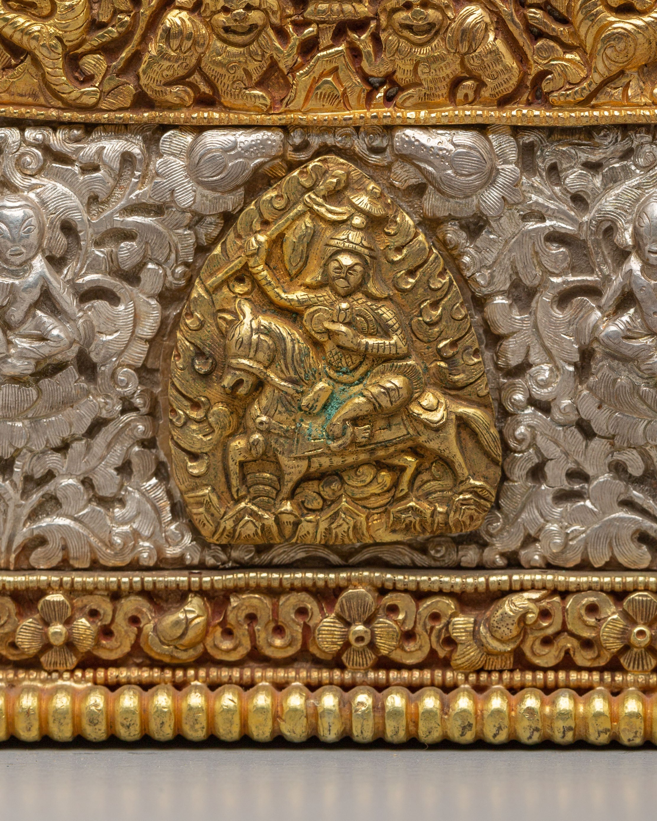 Deities Carved Ghau Box | Himalayan Amulet Box