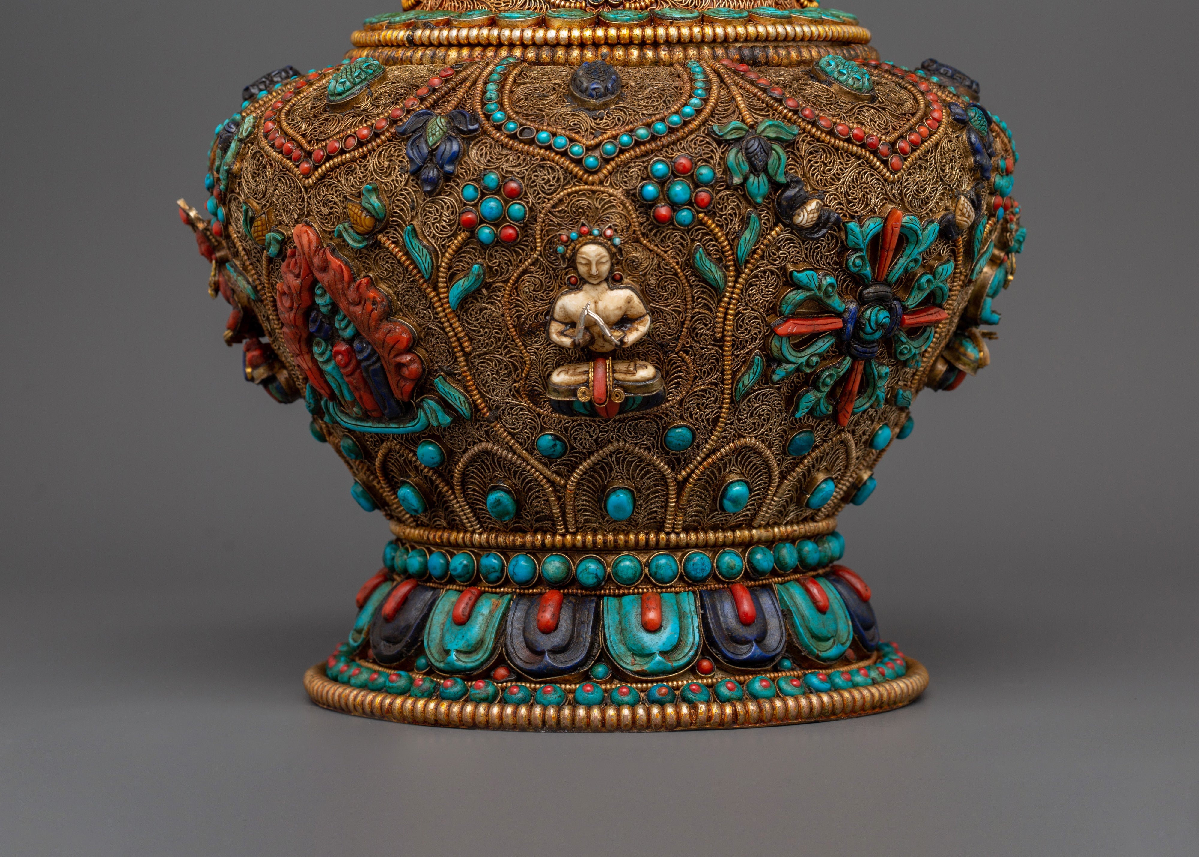 Large Handcrafted Tibetan Rice Bowl | Offering Bowl for Altar and Sacred Space