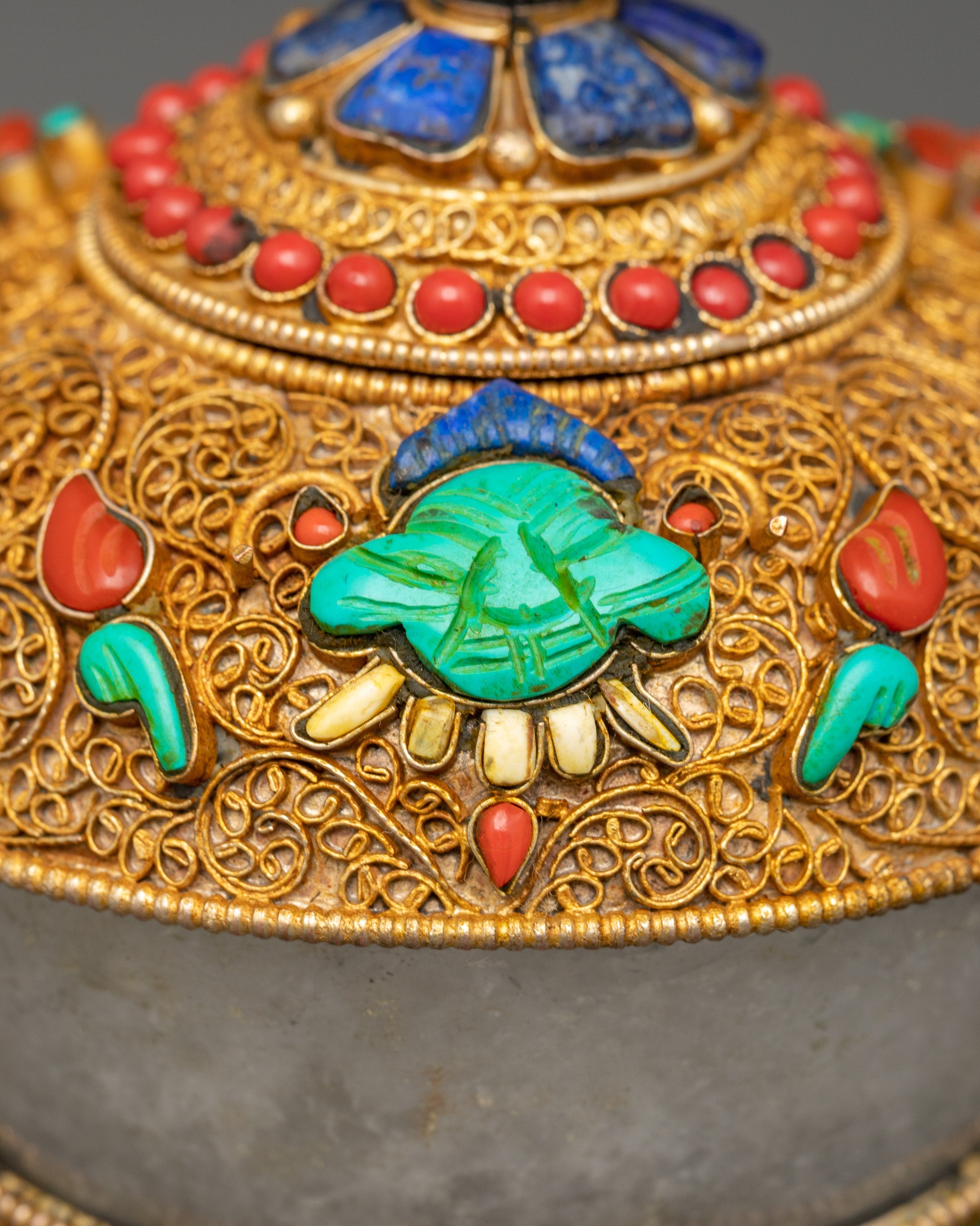 Altar Dhupur Rice Pot | Handcrafted Copper Pot with Crystal