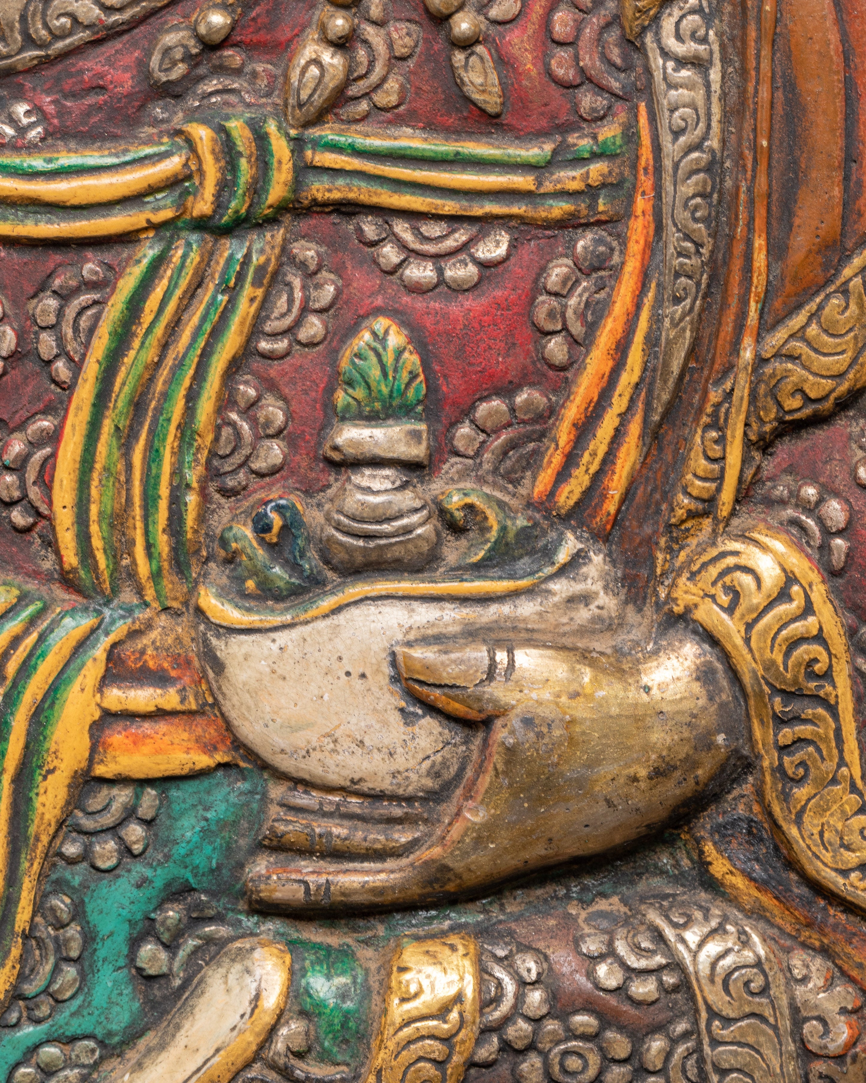 Wooden Frame Guru Rinpoche Wall Hanging | Symbol of Blessings and Protection