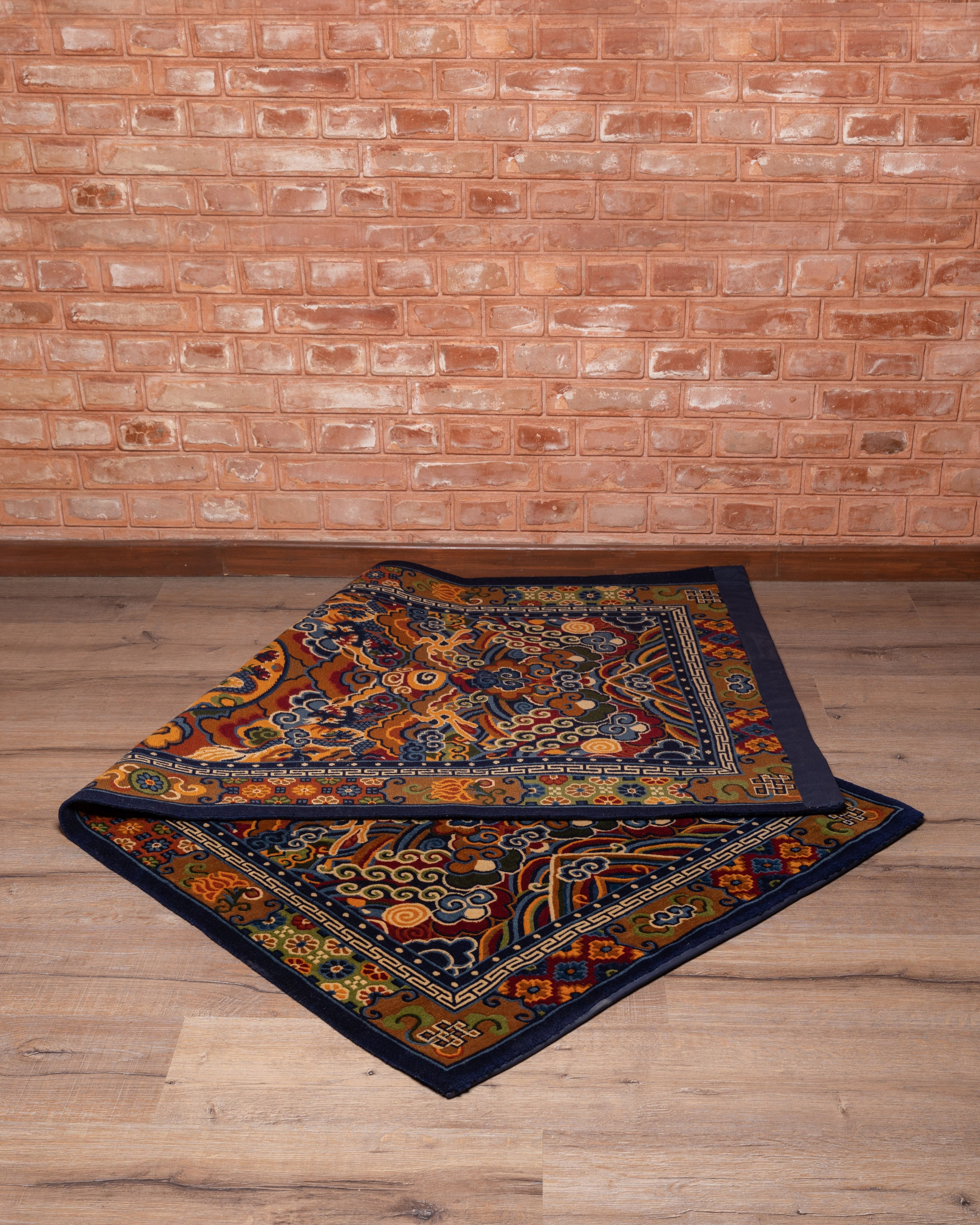 Handcrafted Tibetan Carpet | Traditional Wool Carpet with 200 Knots