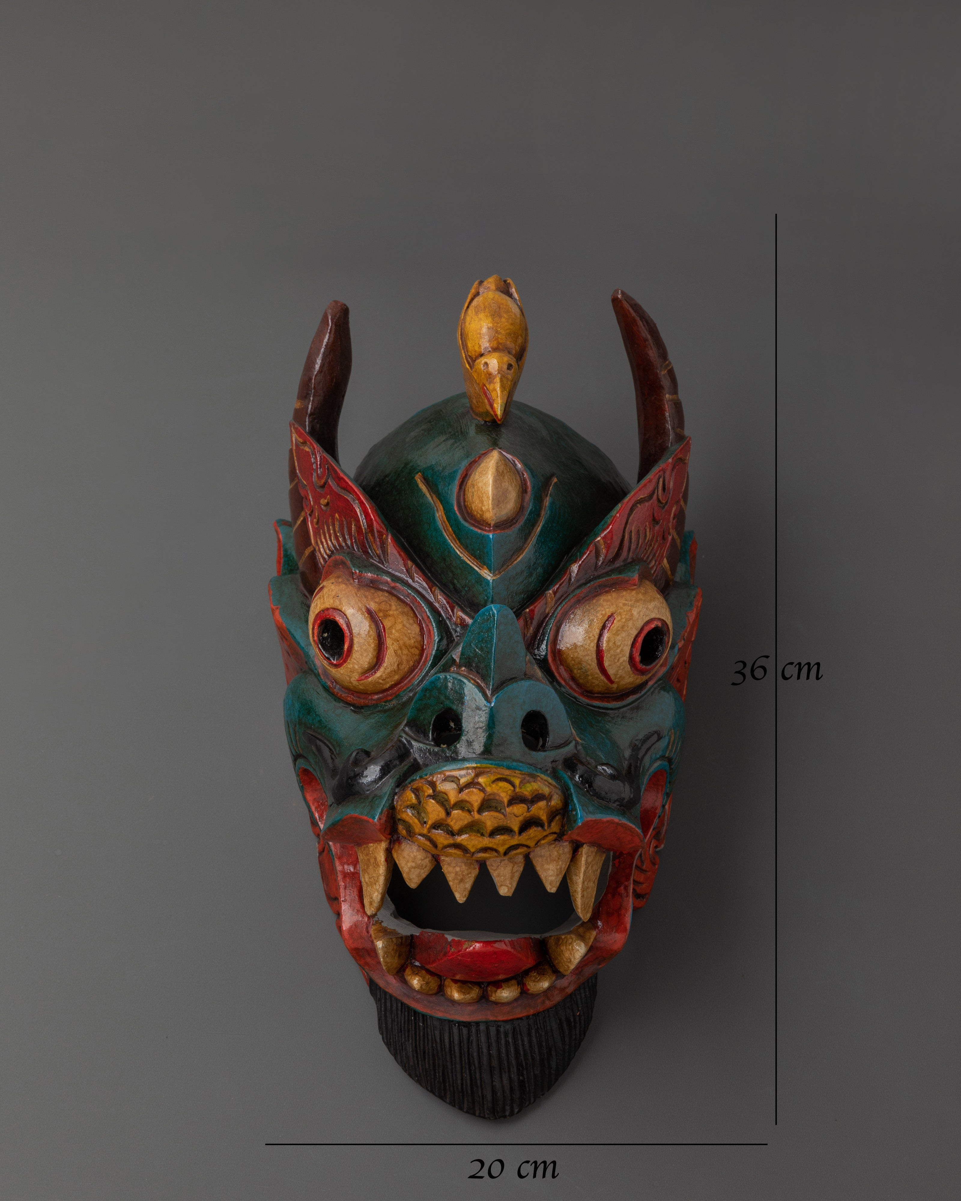 Handcrafted Tibetan Demon Mask | Traditional Wooden Wall Hanging Decor