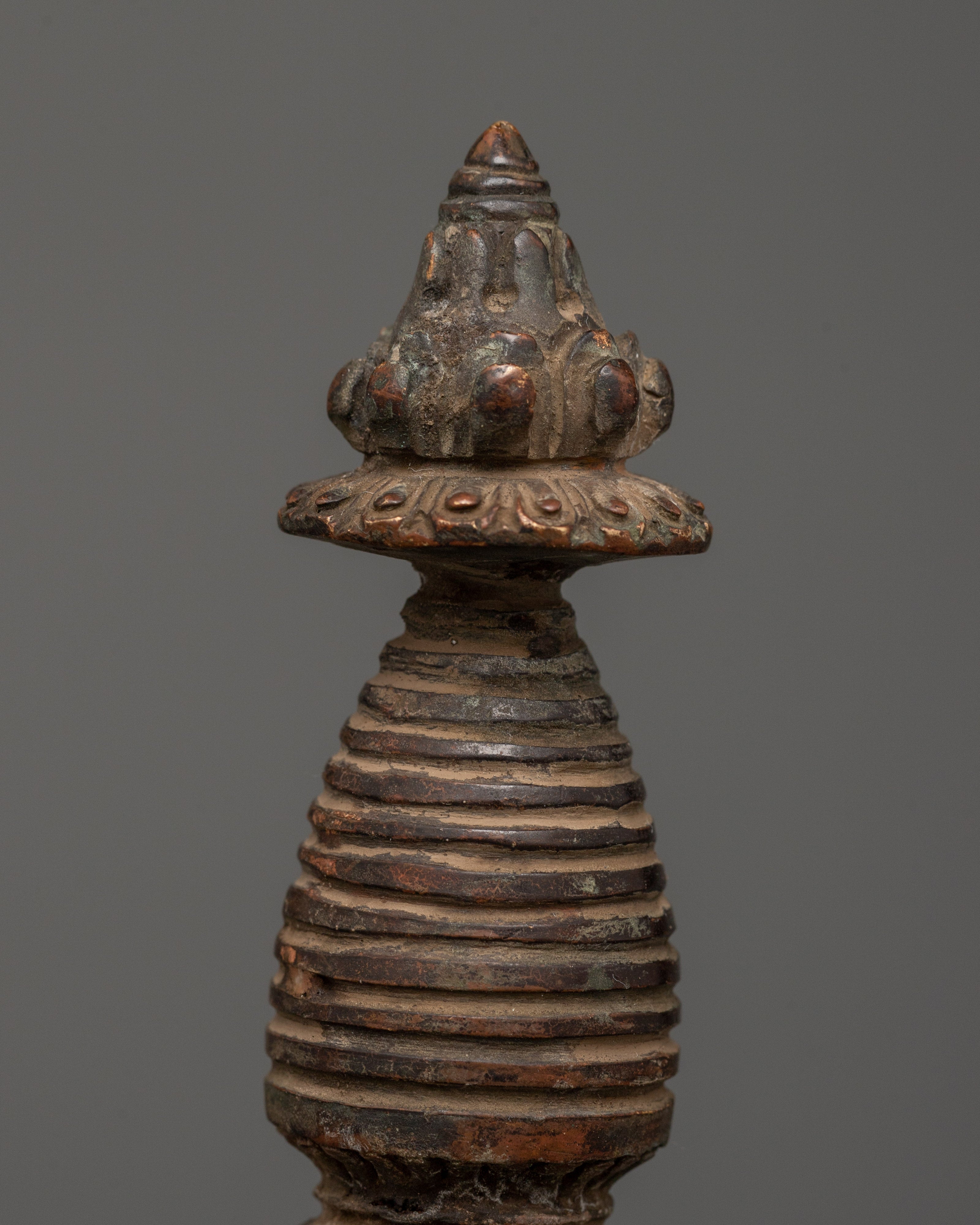 Tibetan Sacred Stupa Antique Copper Stupa | Sacred Buddhist Symbol