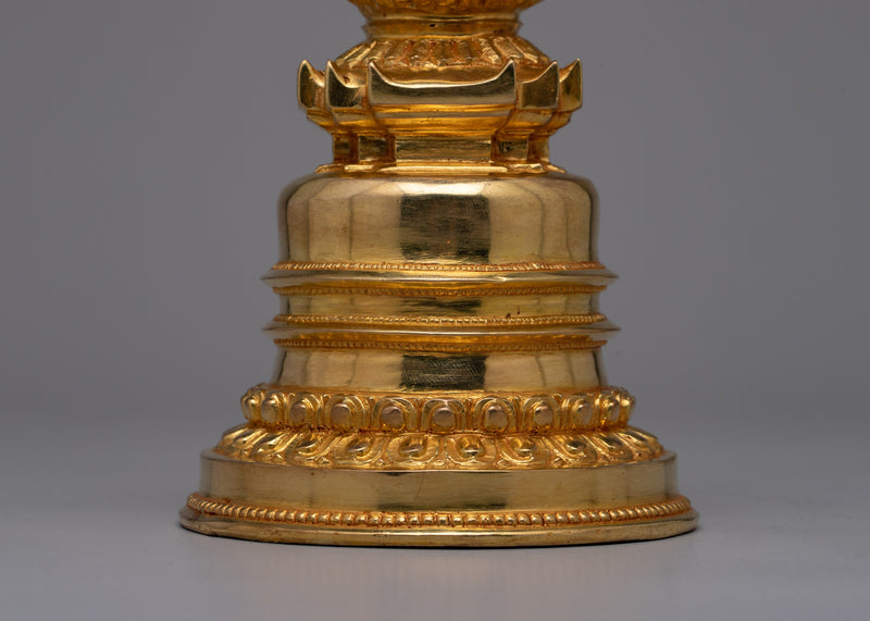 Copper Gold Plated Stupa | Artisan Crafted Buddhist Shrine Decoration