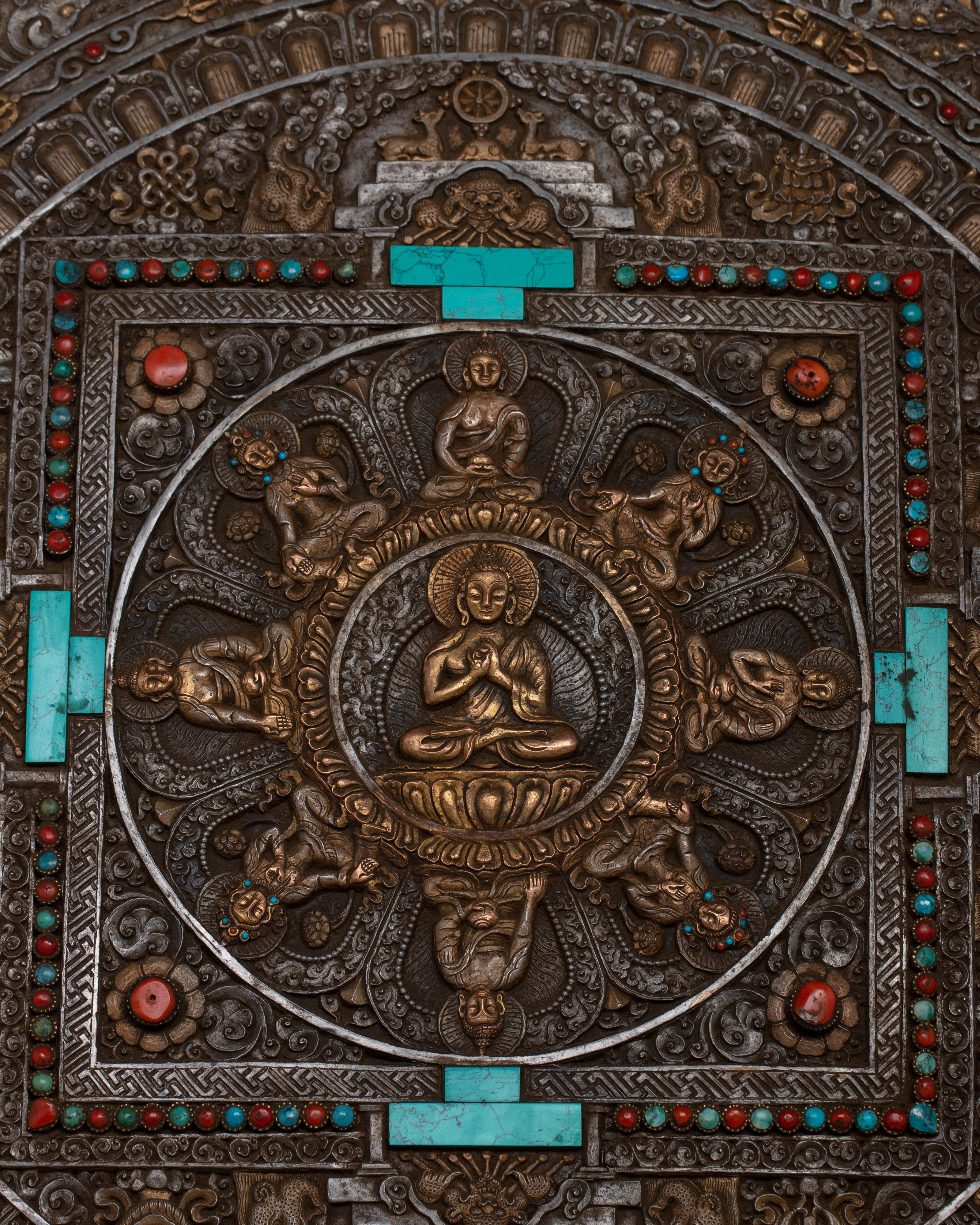 Tibetan Large Round Wall Hanging | Handmade Tapestry for Serene Meditation Spaces