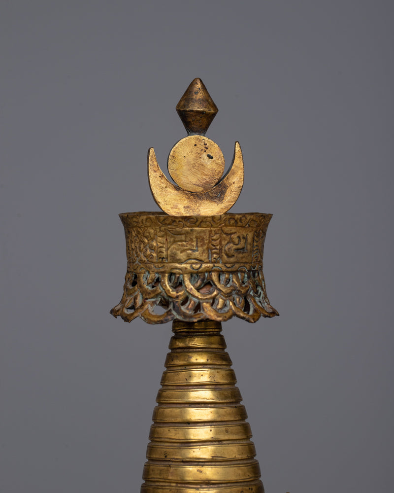 Gold Plated Stupa | Traditional Buddhist Shrine Symbol