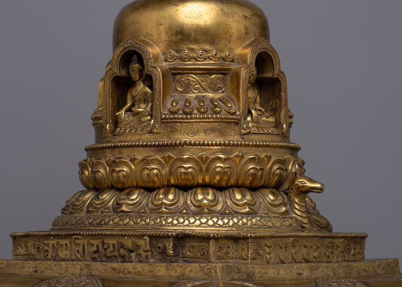 Gold Plated Stupa | Traditional Buddhist Shrine Symbol