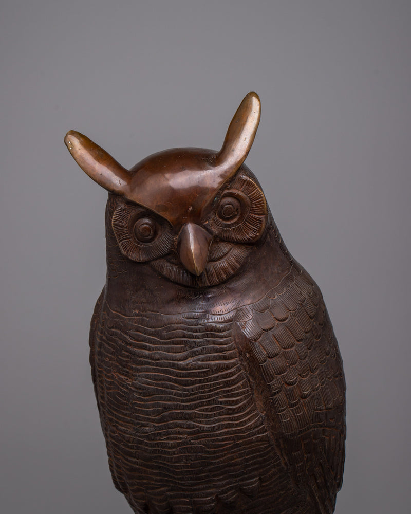 Oxidized Copper Owl Statue | Handcrafted Bird Sculpture for Garden or Home